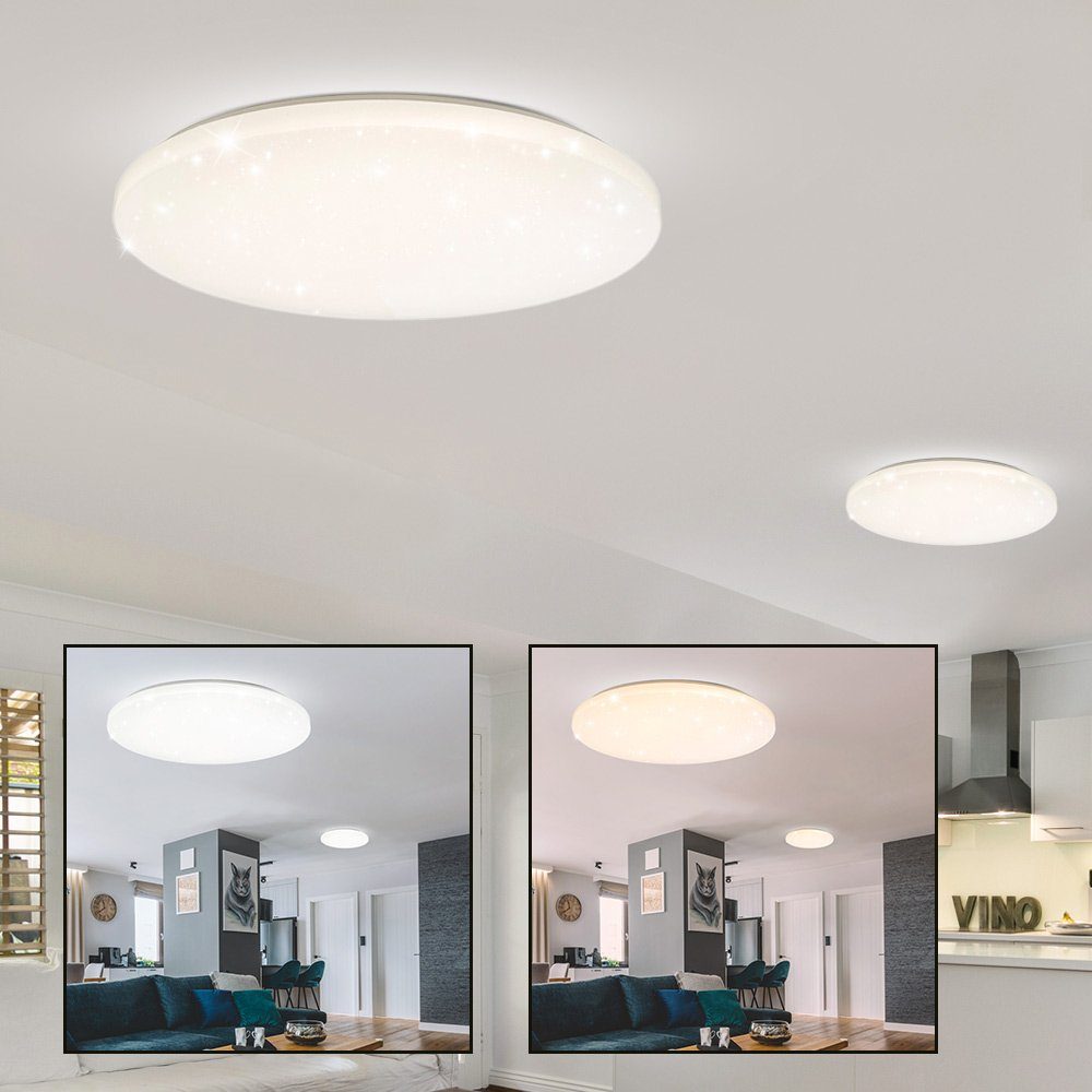 etc-shop LED Deckenlampe Deckenleuchte LED-Leuchtmittel Wohnzimmerlampe verbaut, fest Warmweiß, Rundleuchte Deckenleuchte