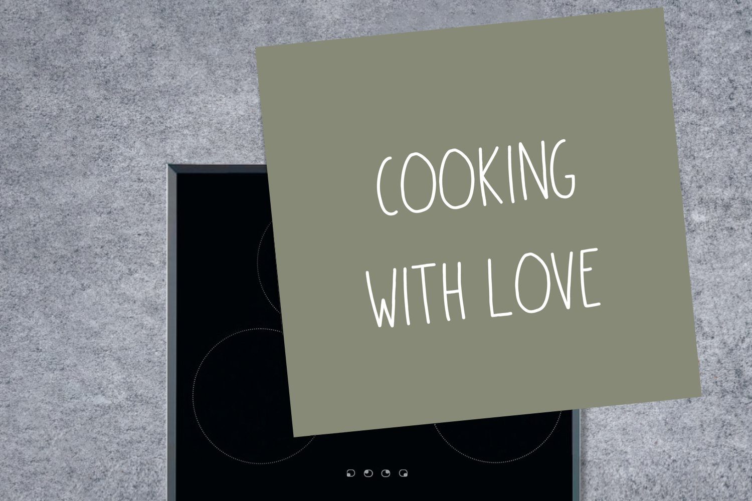 Arbeitsplatte 78x78 küche Liebe - Herdblende-/Abdeckplatte Zitate für kochen tlg), - - cm, (1 MuchoWow Ceranfeldabdeckung, Mit Vinyl, Sprichwörter Liebe,