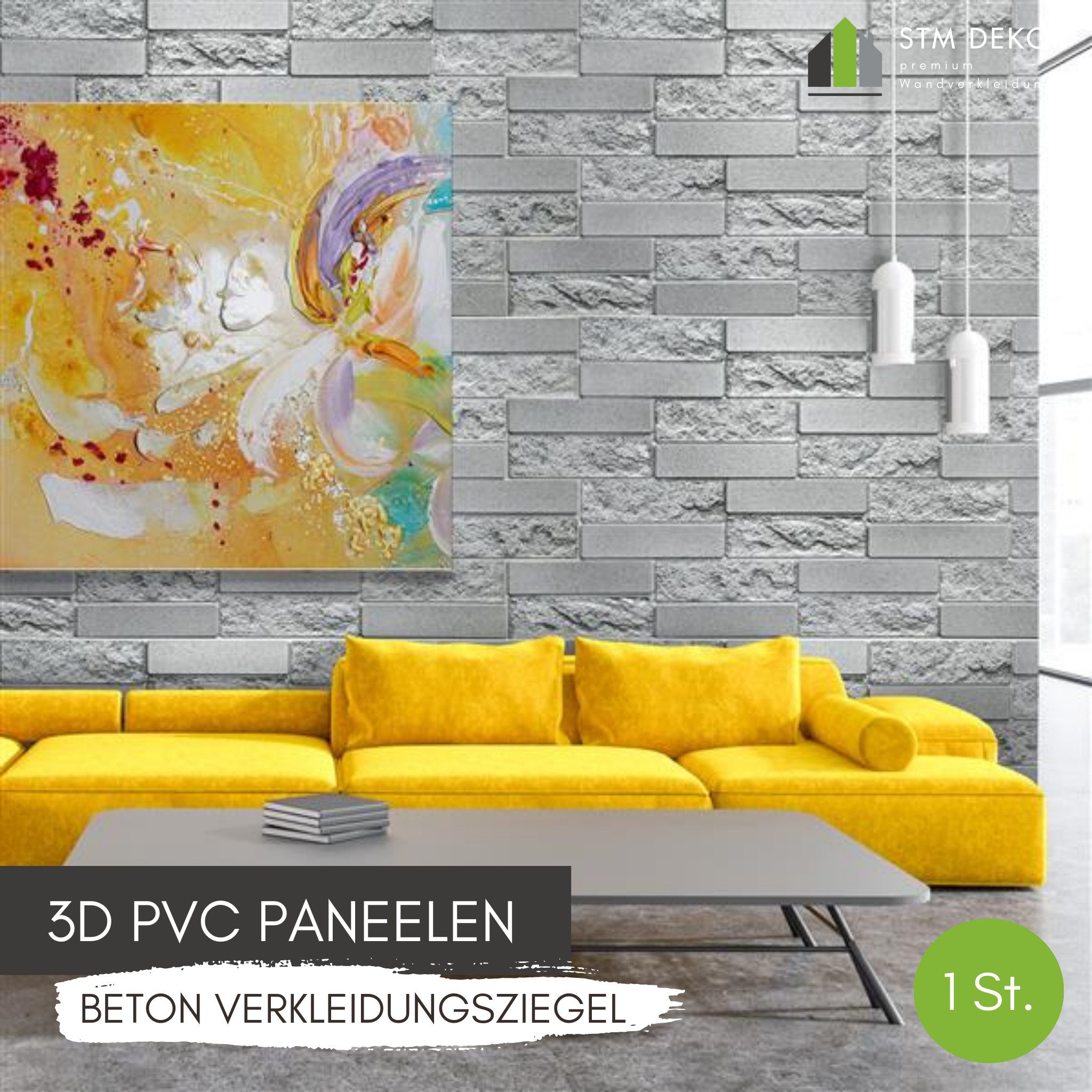 STM Company 3D Wandpaneel 3D-Wandpaneele PVC, Ziegel Optik, 1-20 Platten - 0.5-10 m², (1-tlg) Für Wohnzimmer, Küche & Bad, Einfache DIY-Montage