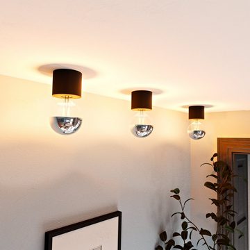 SSC-LUXon Aufbauleuchte NAMBI Deckenleuchte schwarz mit Spiegelkopf LED E27 Globe Birne, Warmweiß