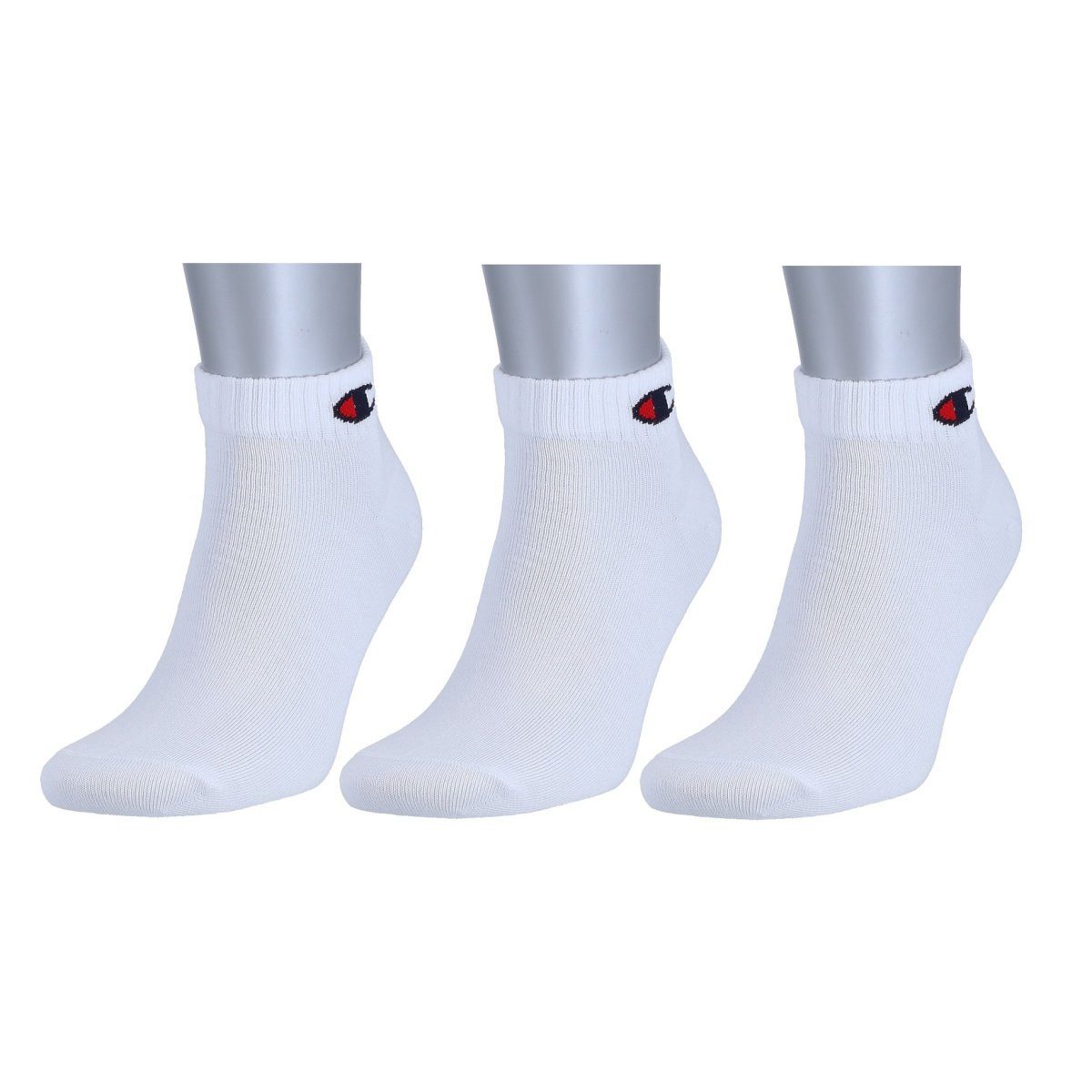 Champion Tennissocken (Baumwolle) Quarter C Logo-Print weiss Herren - 3 Paa günstig online kaufen