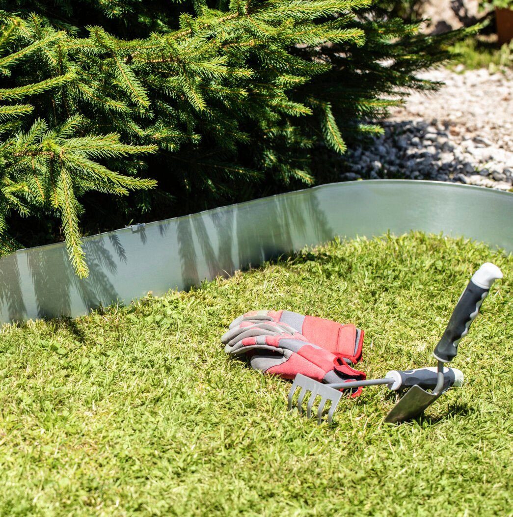 Windhager Rasenkante verzinkt, Rasenkantenband zur Beeteinfassung und Abgrenzung, LxH: 500x15 cm, Mähkante flexibel 15 cm x 5 m
