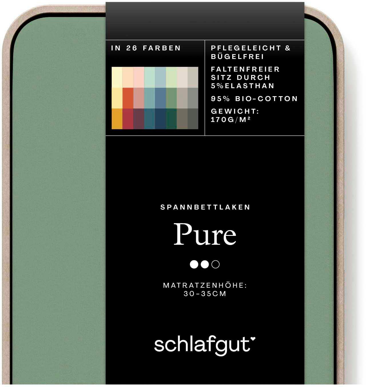 Schlafgut Spannbettlaken PURE Bio-Baumwolle mit Elasthan, 170 g/m², Bettlaken, Spannbetttuch, Jersey, Gummizug: rundum, (1 Stück), PREMIUM Laken für Matratzen b – Bild 4 von 5