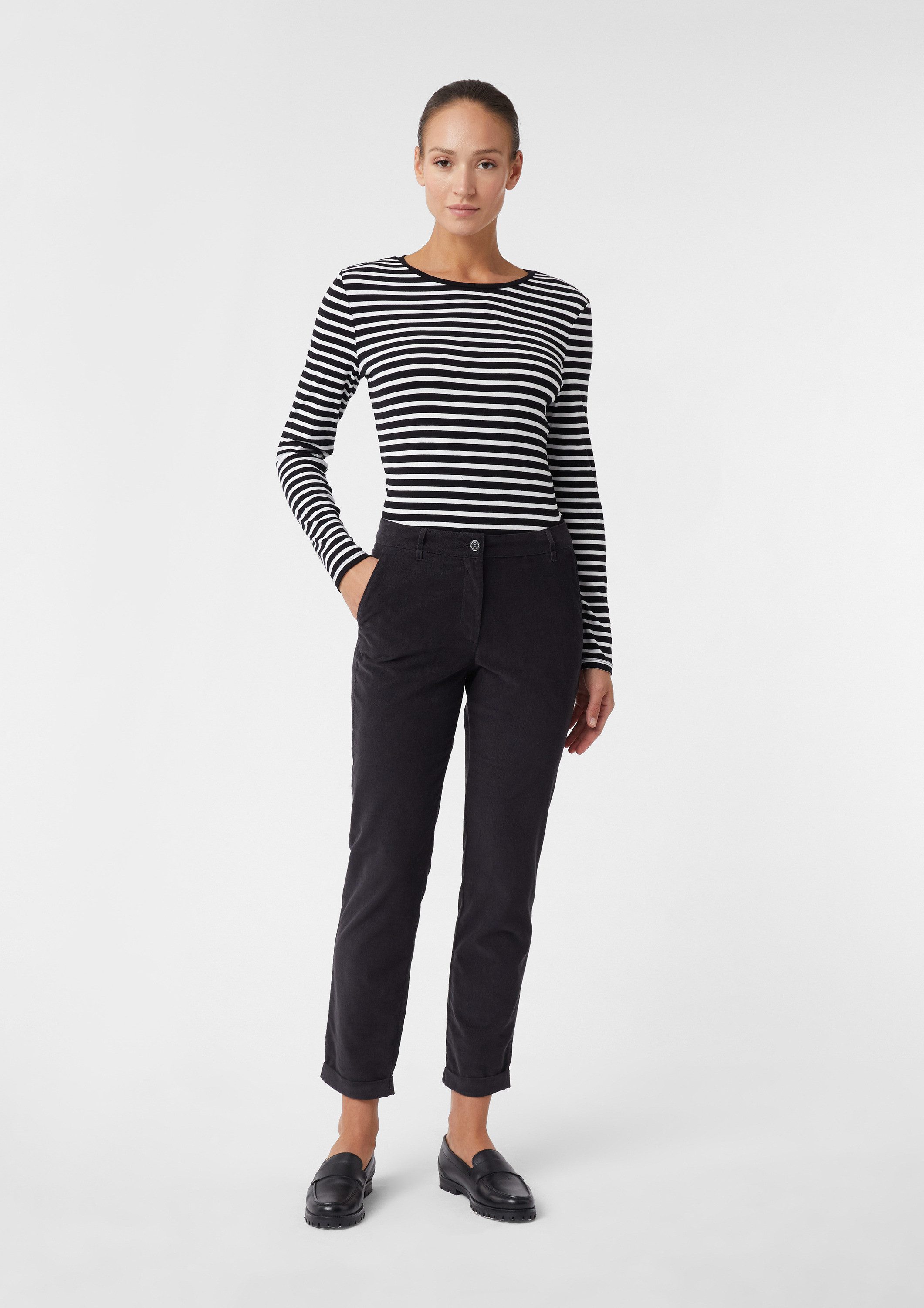 comma Chinos Hose Leichte Cord-Chino mit Umschlag am Saum günstig online kaufen