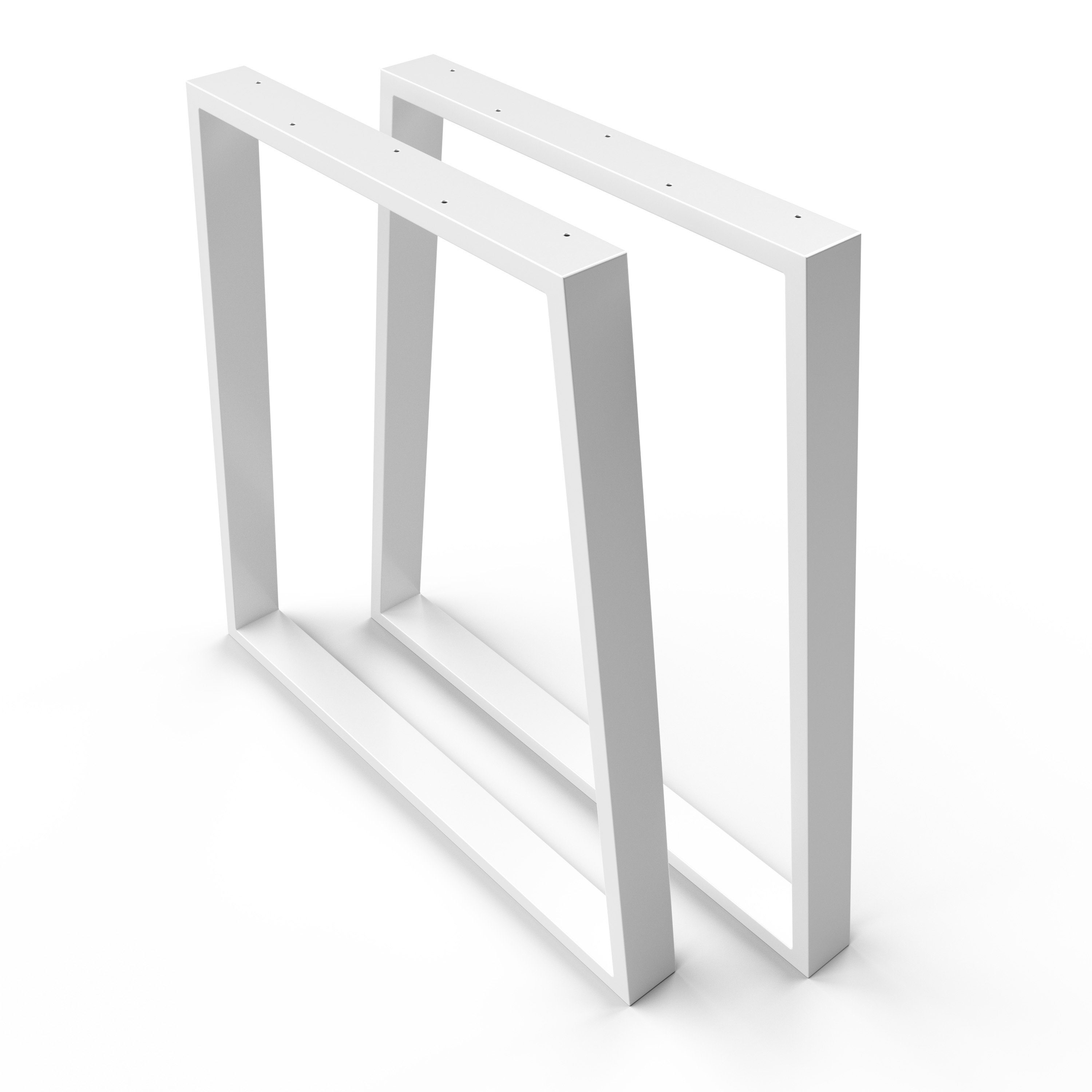 sossai® Tischgestell Stahl Trapez 50cm Tischkufen x Breit in (2-St), Weiß Rahmen: 70cm 60mm