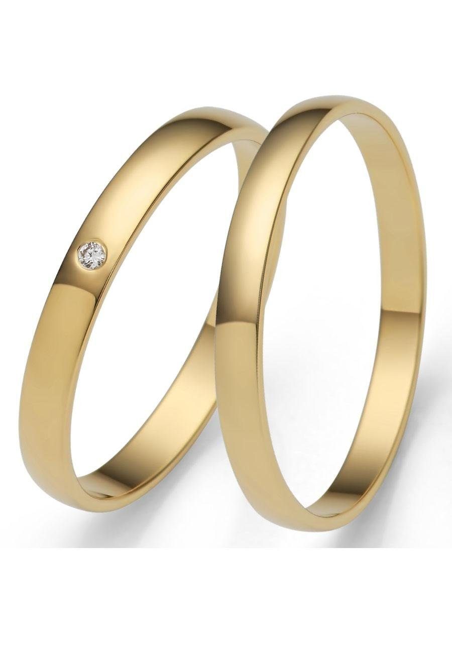 Firetti Trauring Schmuck Geschenk Gold Hochzeit Ehering Trauring "LIEBE", Made in Germany - mit o. ohne Brillant/Diamant gelbgoldfarben