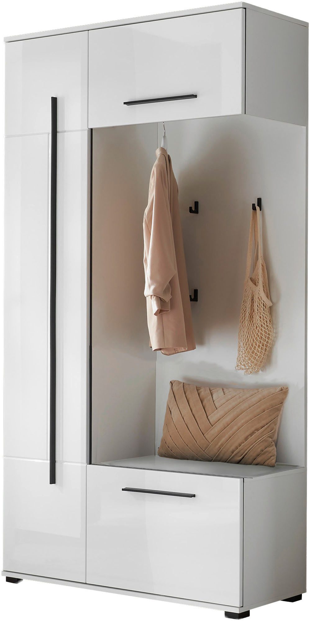 Home affaire Kompaktgarderobe Cantara Flurgarderobe, modern, 2 Farben, 111 cm breit vielseitig einsetzbar, unterschiedliche Stauraummöglichkeiten