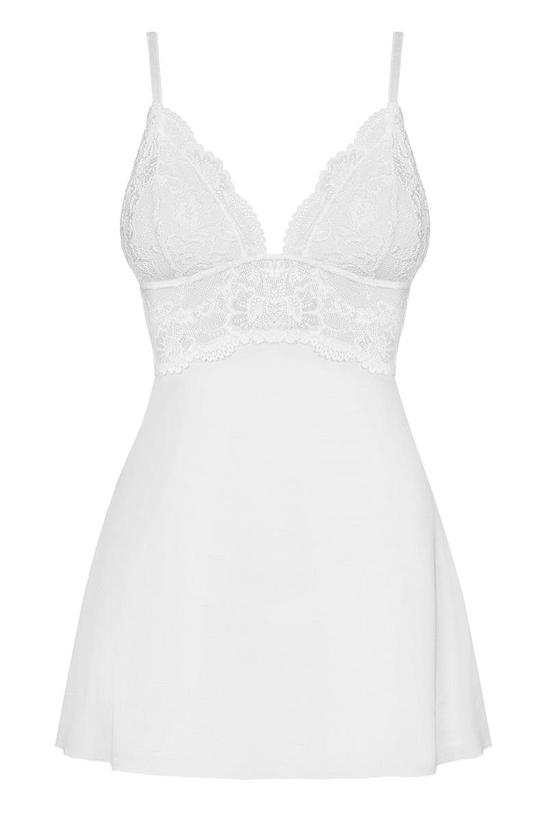 Obsessive Negligé Babydoll weiß mit String Negligee mit Spitze Dessous (2-tlg)