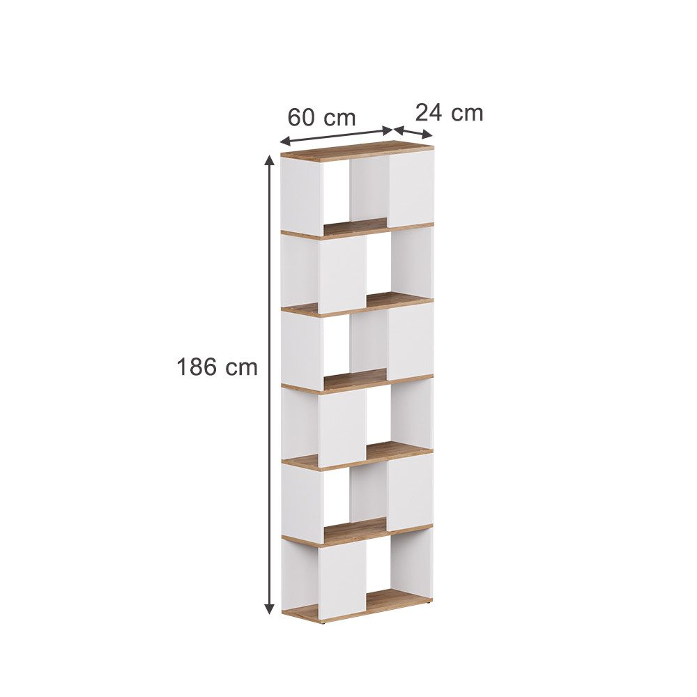 Vicco Raumteiler Eneos, Weiß/Goldkraft Eiche, 60 günstig online kaufen