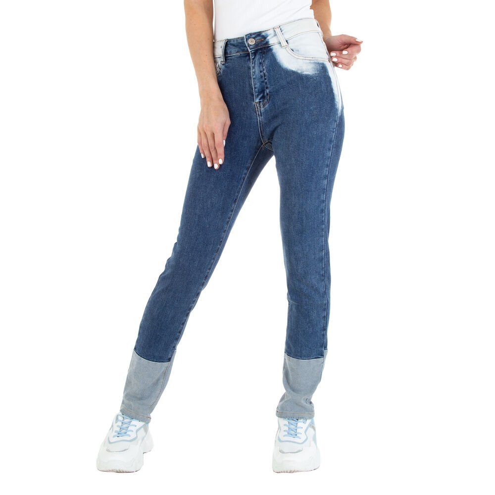 Leg Straight Freizeit Straight-Jeans Jeans Ital-Design in Jeansstoff Damen Stretch Blau