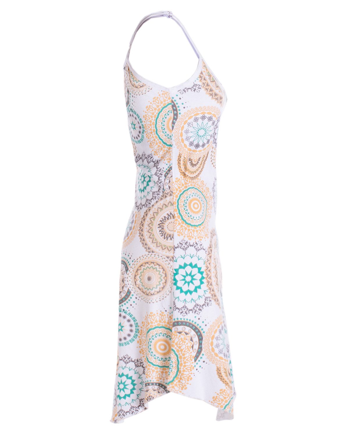 Vishes Minikleid Damen Sommer-Kleider Jersey-Kleid Mini-Kleid Spagettiträger-Kleid Goa, Guru, Hippie Style
