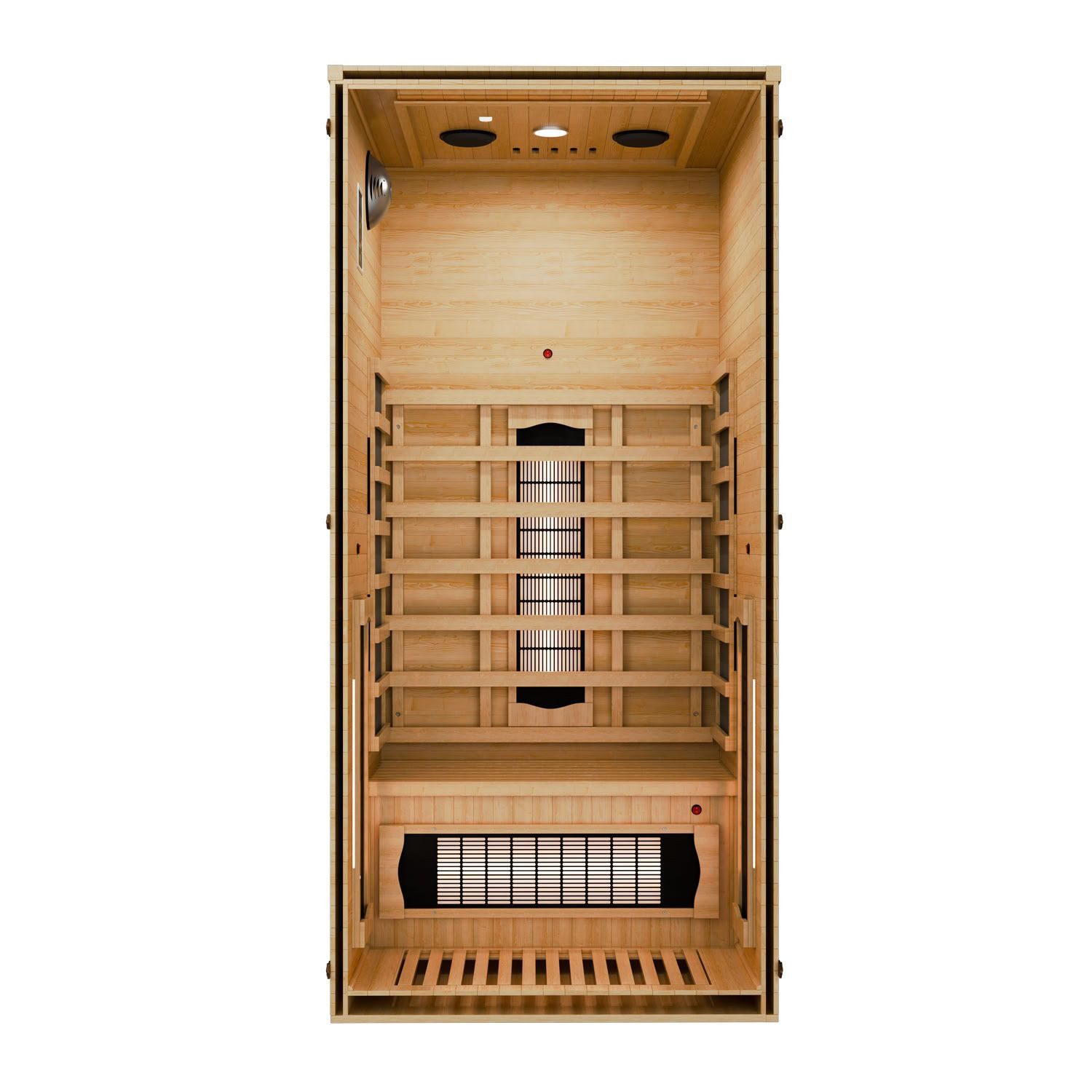 Artsauna Infrarotkabine Kiruna90 Dual Technologie, BxTxH: 90 x 90 x 190 cm, für 1 Personen, Hemlockholz, HiFi-System, Bluetooth, LED-Farblicht – Bild 2 von 5