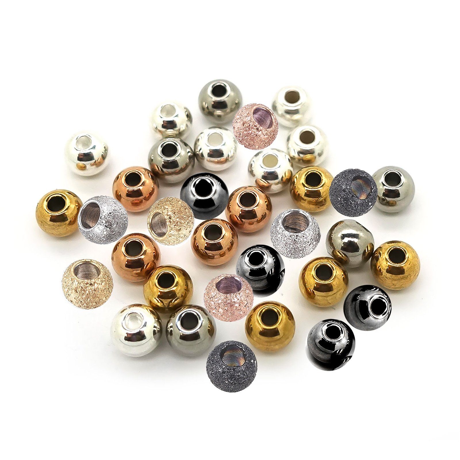 maDDma Bastelperlen 20 Premium Edelstahlperlen, Ø 2mm - Bohrung 0.5mm