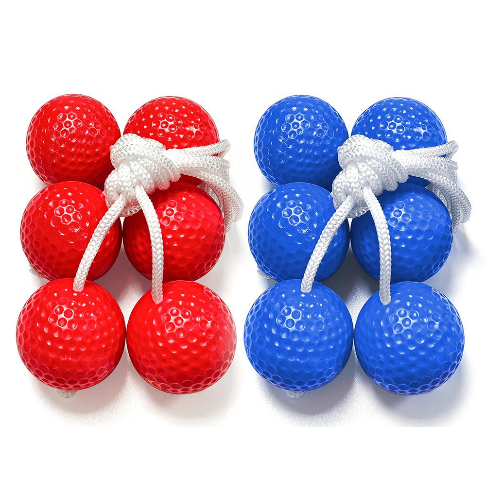 CLTYQ Spielzeug-Gartenset 6 Pairs Leitergolf Bälle, Golfpraxis Training Sport Schnur Bälle Set, (6-tlg), Leiter Golf Ball für Toss Spiel, Wurfspiel Toss Bolas Outdoor-Rot+Blau