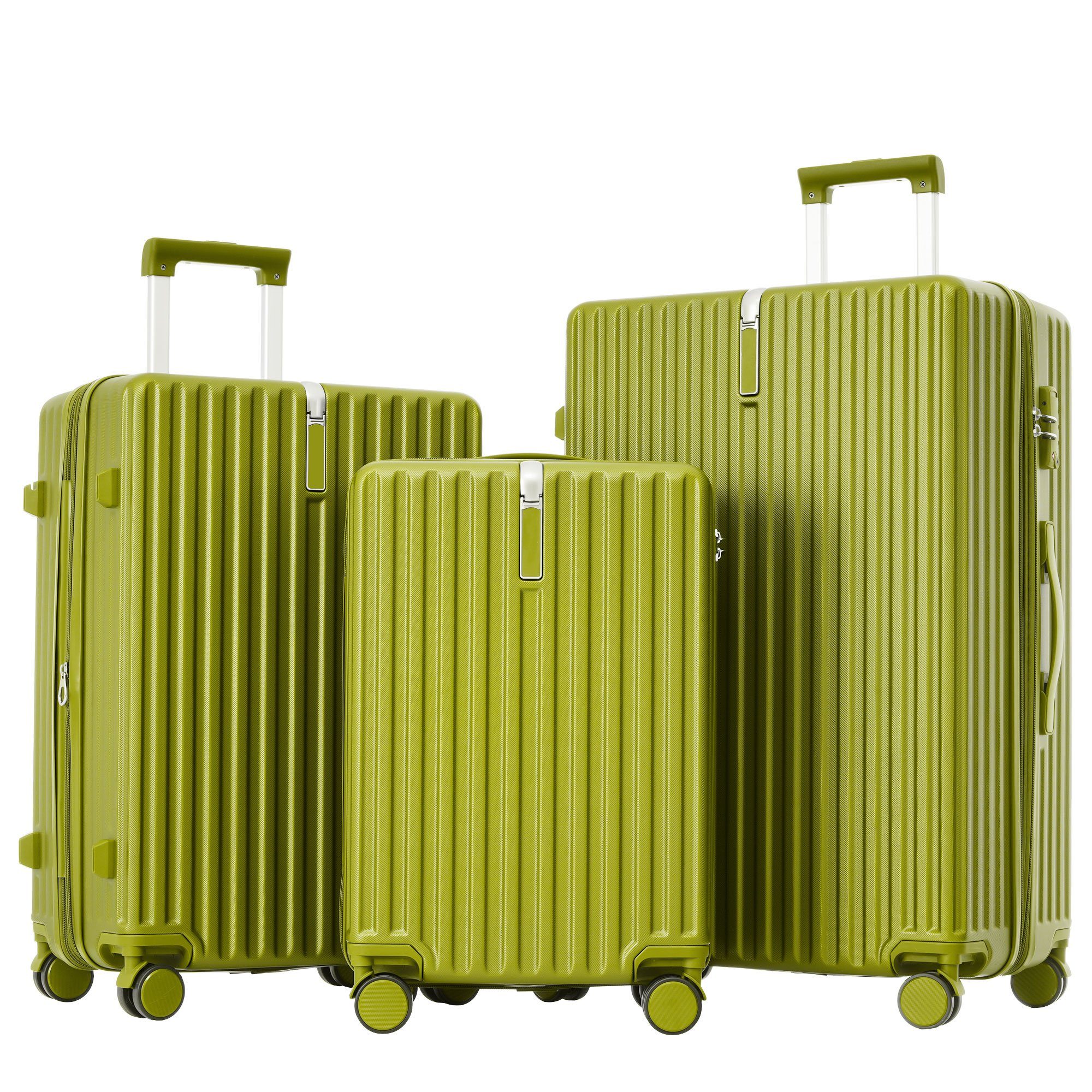 Grün Modern TSA Reisekoffer Zollschloss, 36*21*55 Handgepäck ABS-Material, cm Ulife Hartschalen-Trolley M-Größe: