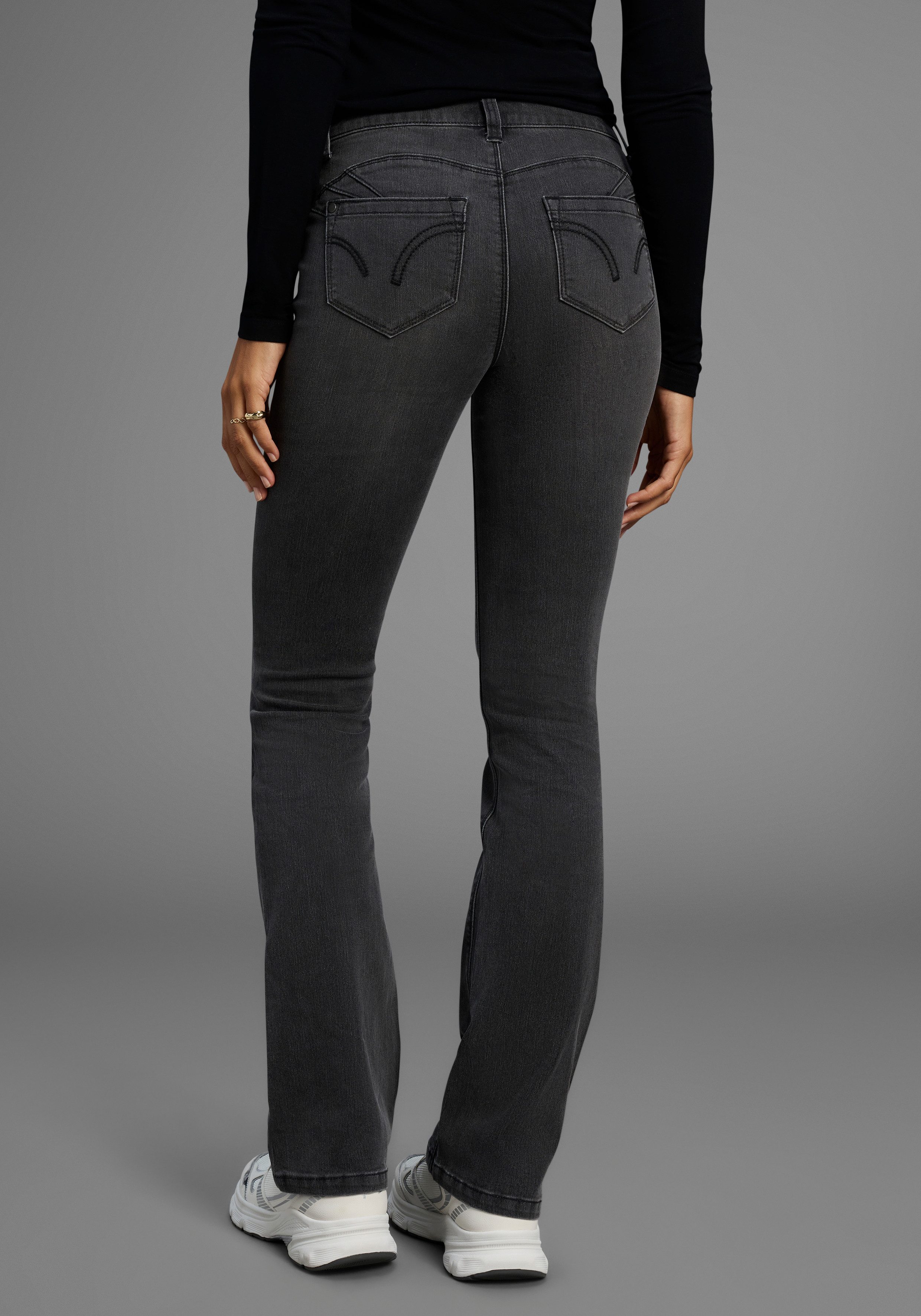 Arizona Bootcut-Jeans Shaping bootcut, Kontrastnähte, Used-Look-Waschung, günstig online kaufen