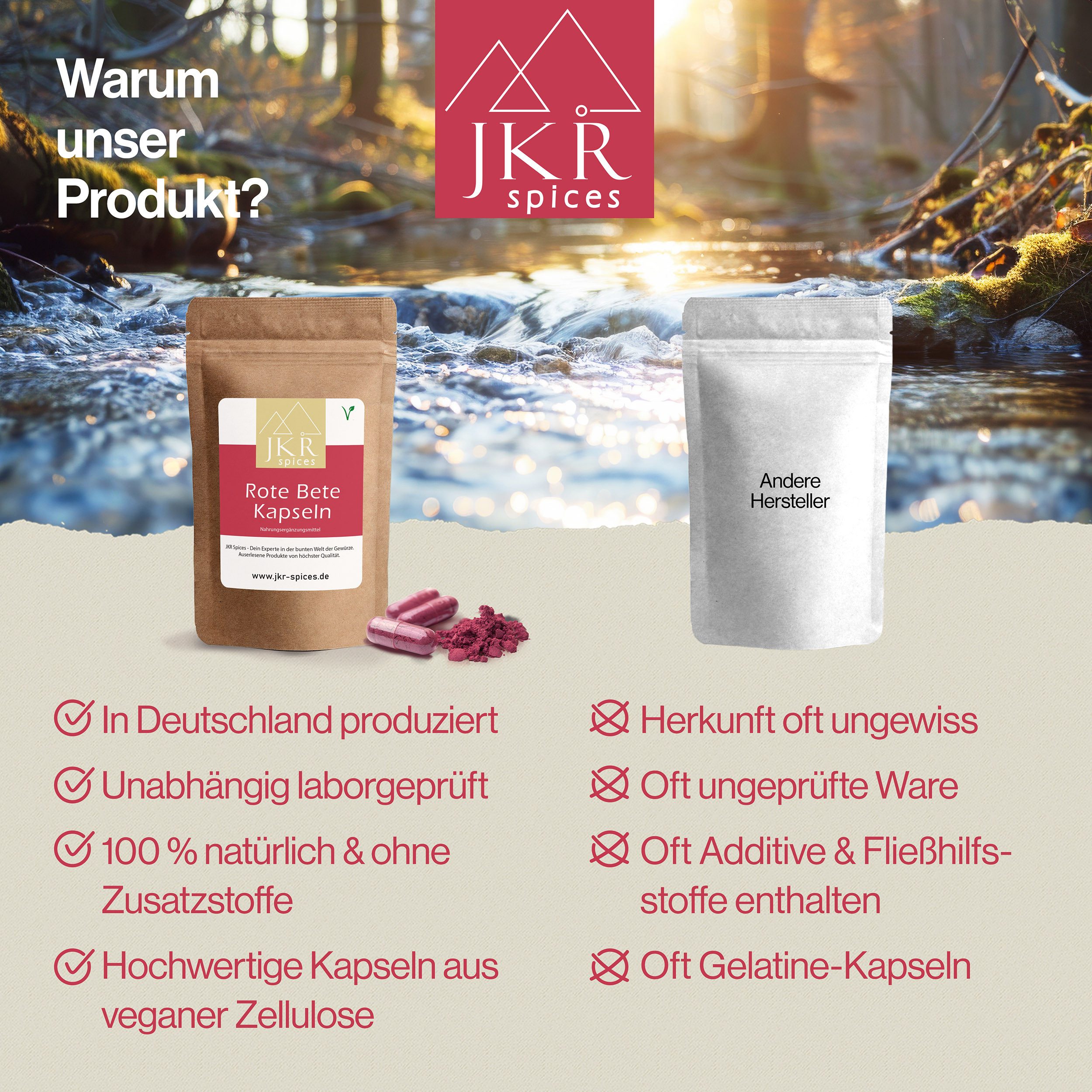 JKR Spices Rote Bete Kapseln Täglich 2 x 3 Kapseln, 1 er 360 St., 310 g