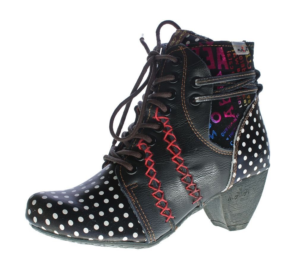 TMA Leder Stiefelette TMA 8979F Schuhe gepunktet Boots Stiefelette  Gefüttert, Gepunktet, Ziernähte