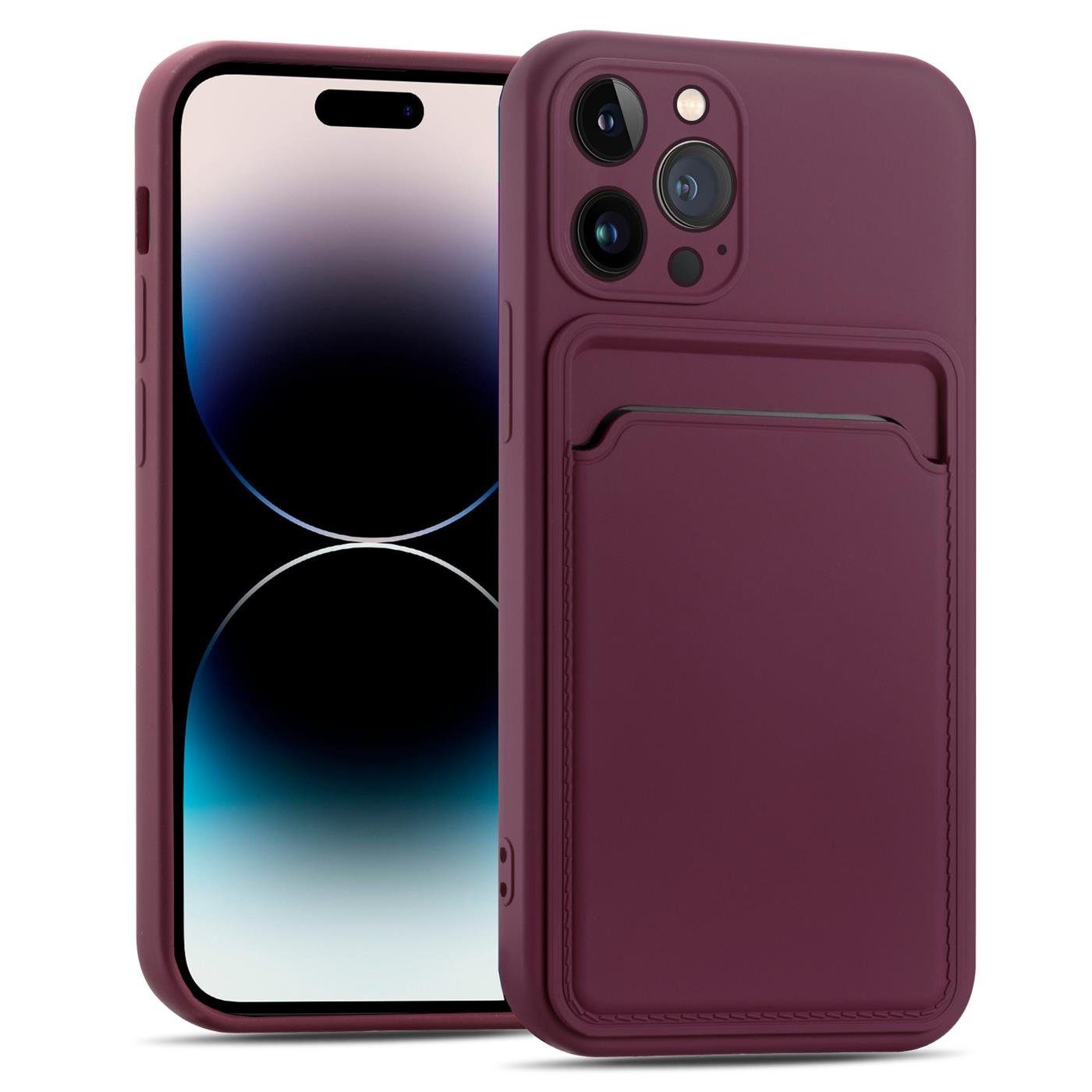 CoolGadget Handyhülle Schutzhülle mit Kartenfach für Apple iPhone 16 Pro Max 6,9 Zoll, Silikon Case Slim TPU Cover Tasche mit Aufbewahrung EC Karte Ausweis