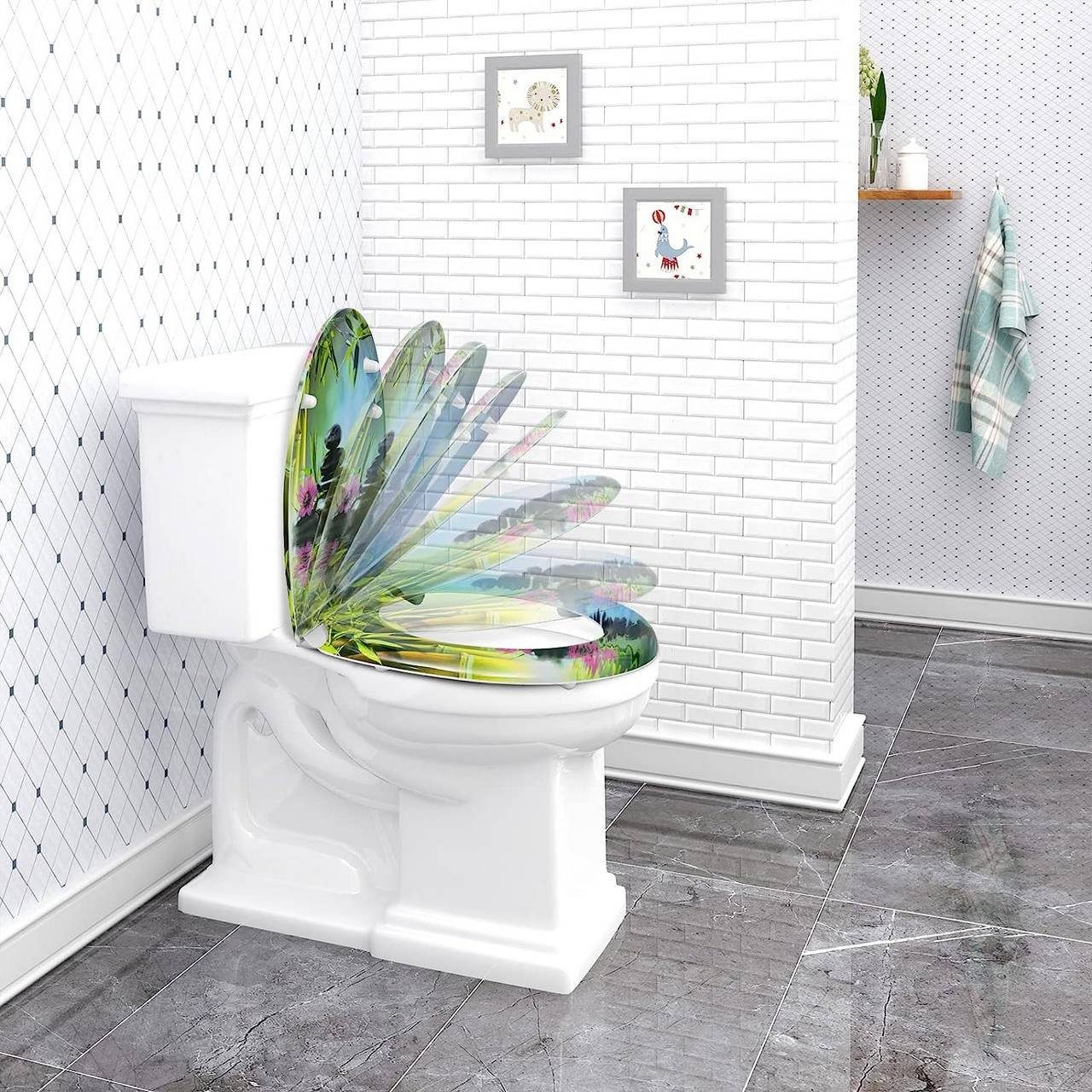 Woltu WC-Sitz (1-St), mit Abesenkautomatik, aus Duroplast, Deco Design