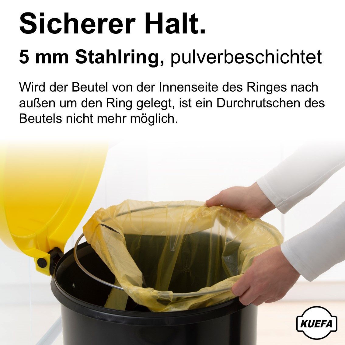 KUEFA Müllsackständer HD 60L Mülleimer Gelben Sack, inkl. Klemm-Ring, UV-beständig, Robust, 60 Liter – Bild 3 von 5