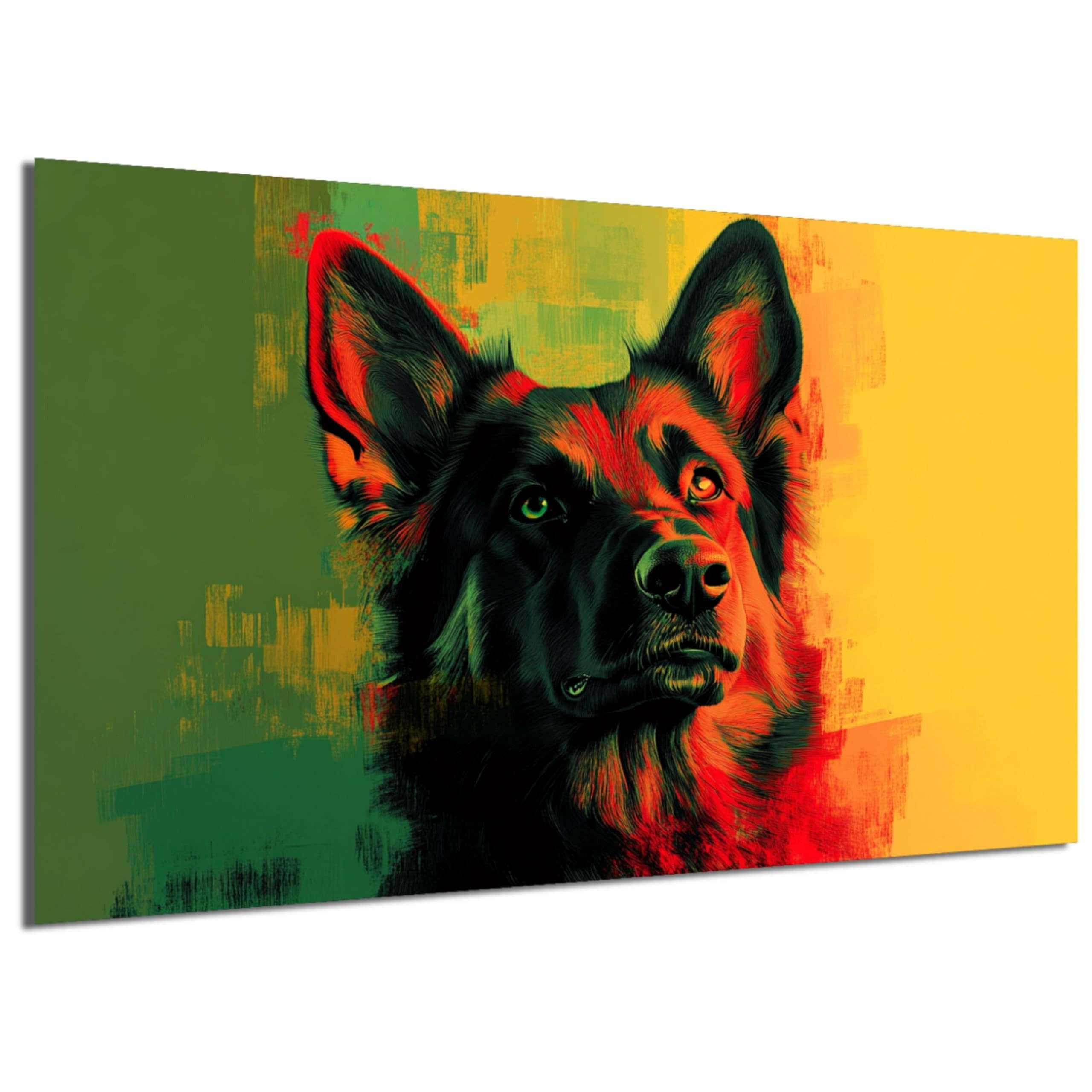 DARO Design Wandbild Tiere Pop Art Retro Wandbilder Wand Deko Bilder Leinwandbild, (Schäferhund - Bild klein Wohnzimmer Schlafzimmer Büro Flur Esszimmer Einteilig Querformat Fotodruck Pop-Art Tiere Retro), 20x30 cm