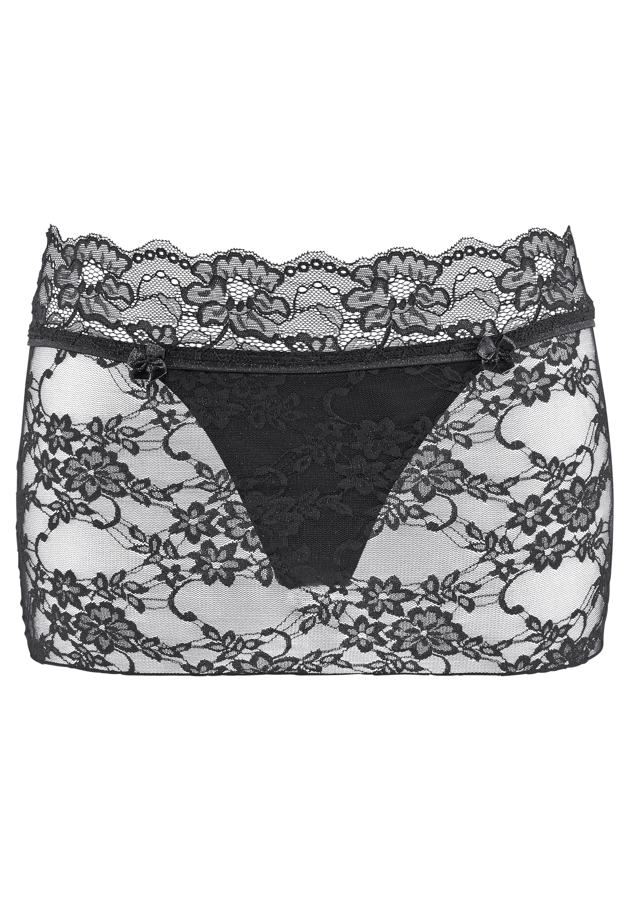 LASCANA Stringrock aus leicht transparenter, elastischer Spitze günstig online kaufen