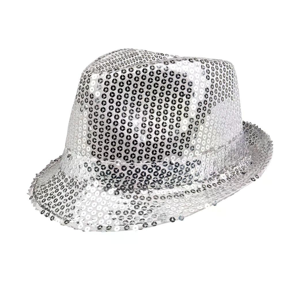 Boland Kostüm Pailletten-Hut glitzernd Popstar Hut Auswahl für Karneval Disco Party, farbenfrohes Basic-Accessoire für Karneval, Disco und Festivals