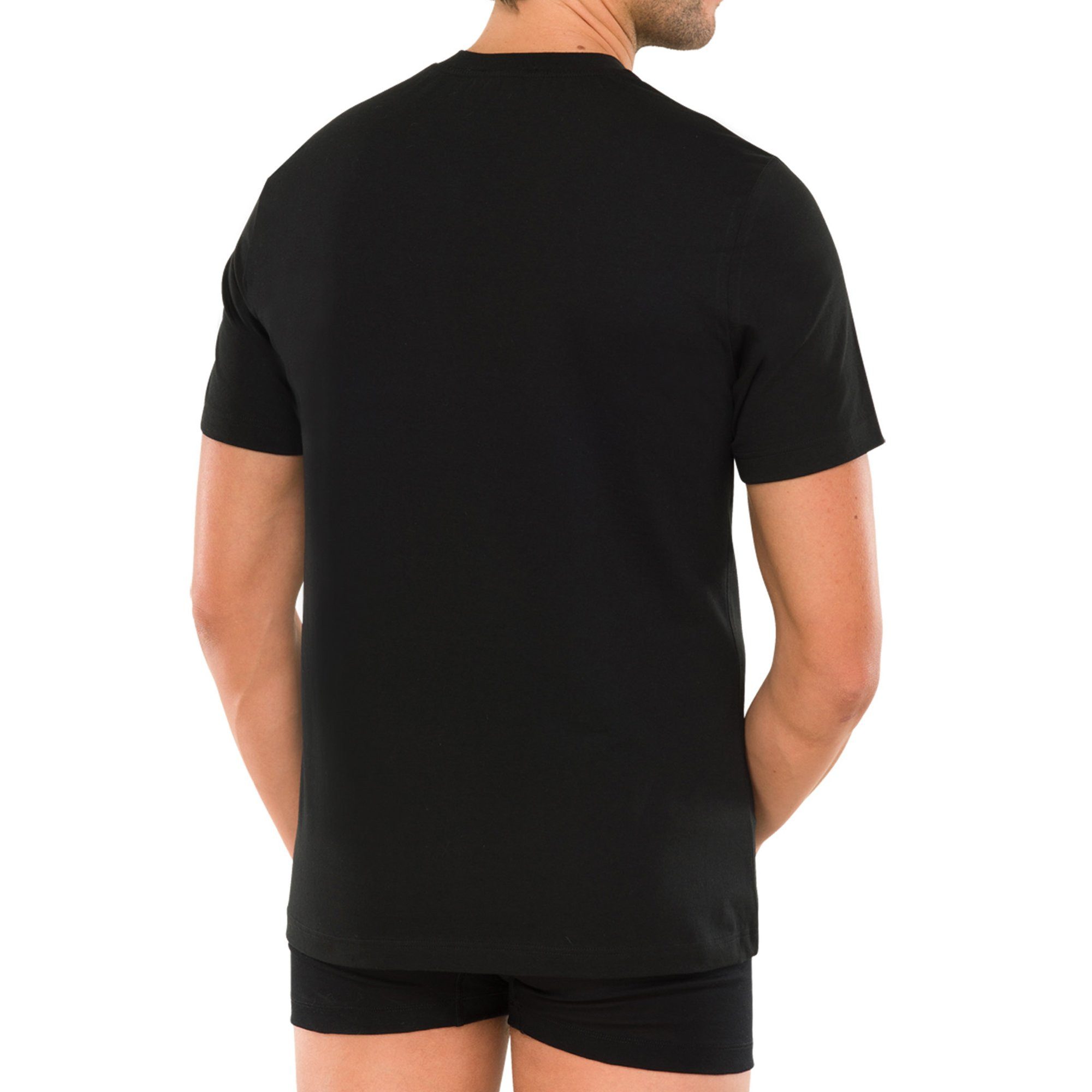 Schiesser T-Shirt Herren T-Shirt 4er Pack Baumwolle American T-Shirt (Packung, 4er Pack)