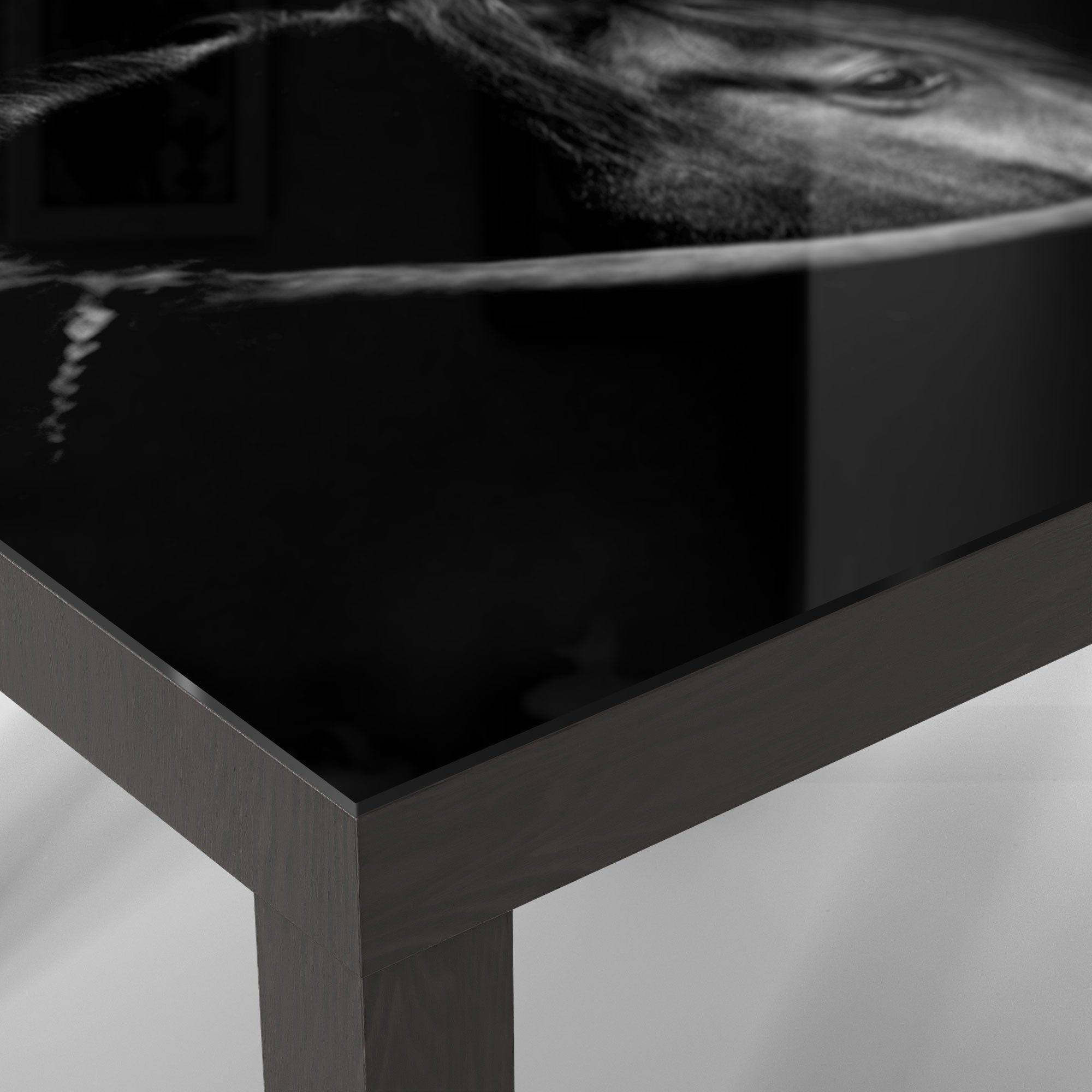 DEQORI im Beistelltisch 'Schönes Schwarz Glas Glastisch Pferd Profil', modern Couchtisch