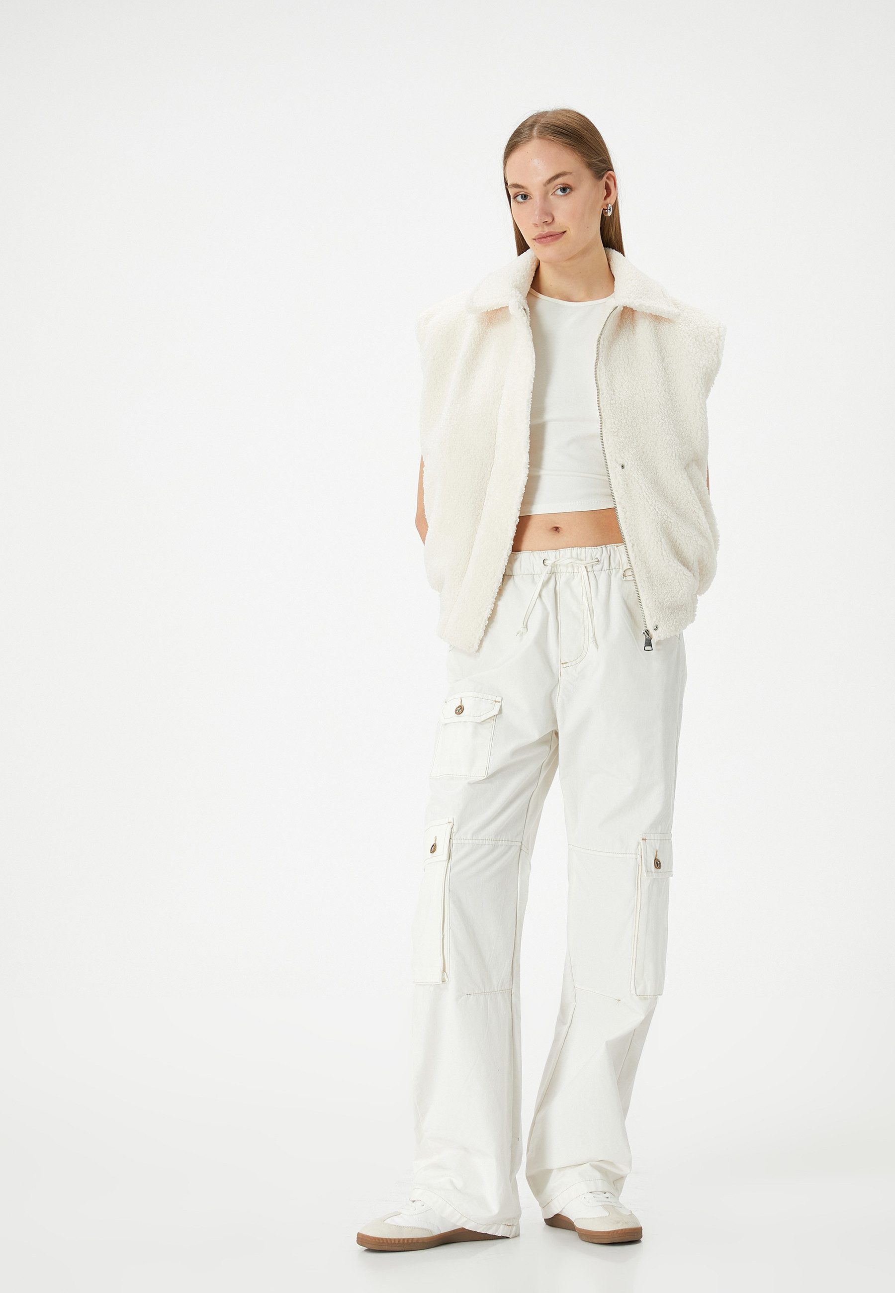 Plüschweste Jacket Kragen Mit Reißverschlussdetail