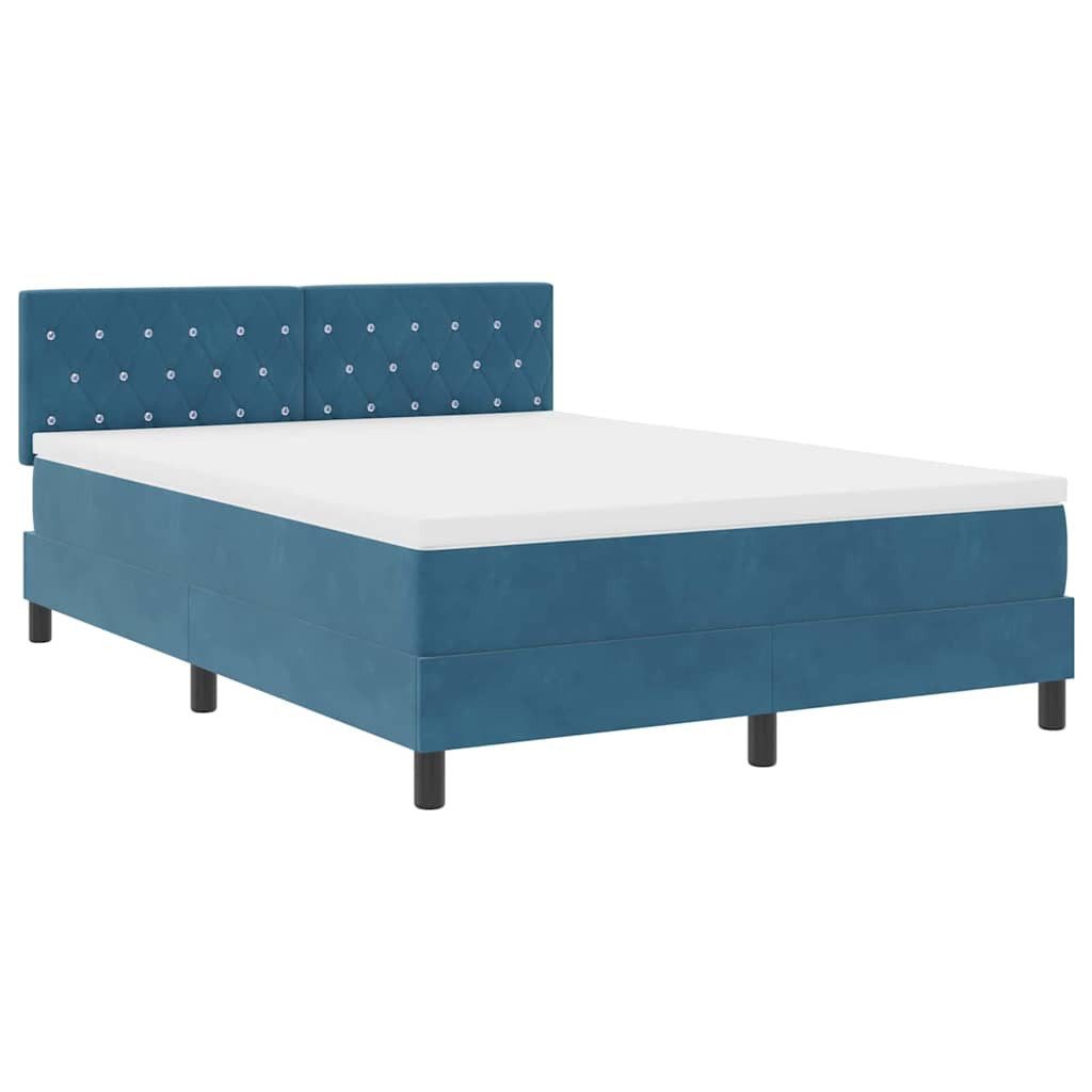 vidaXL Boxspringbett, Boxspringbett mit Kopfteil Dunkelblau 140 x 200 cm Samt