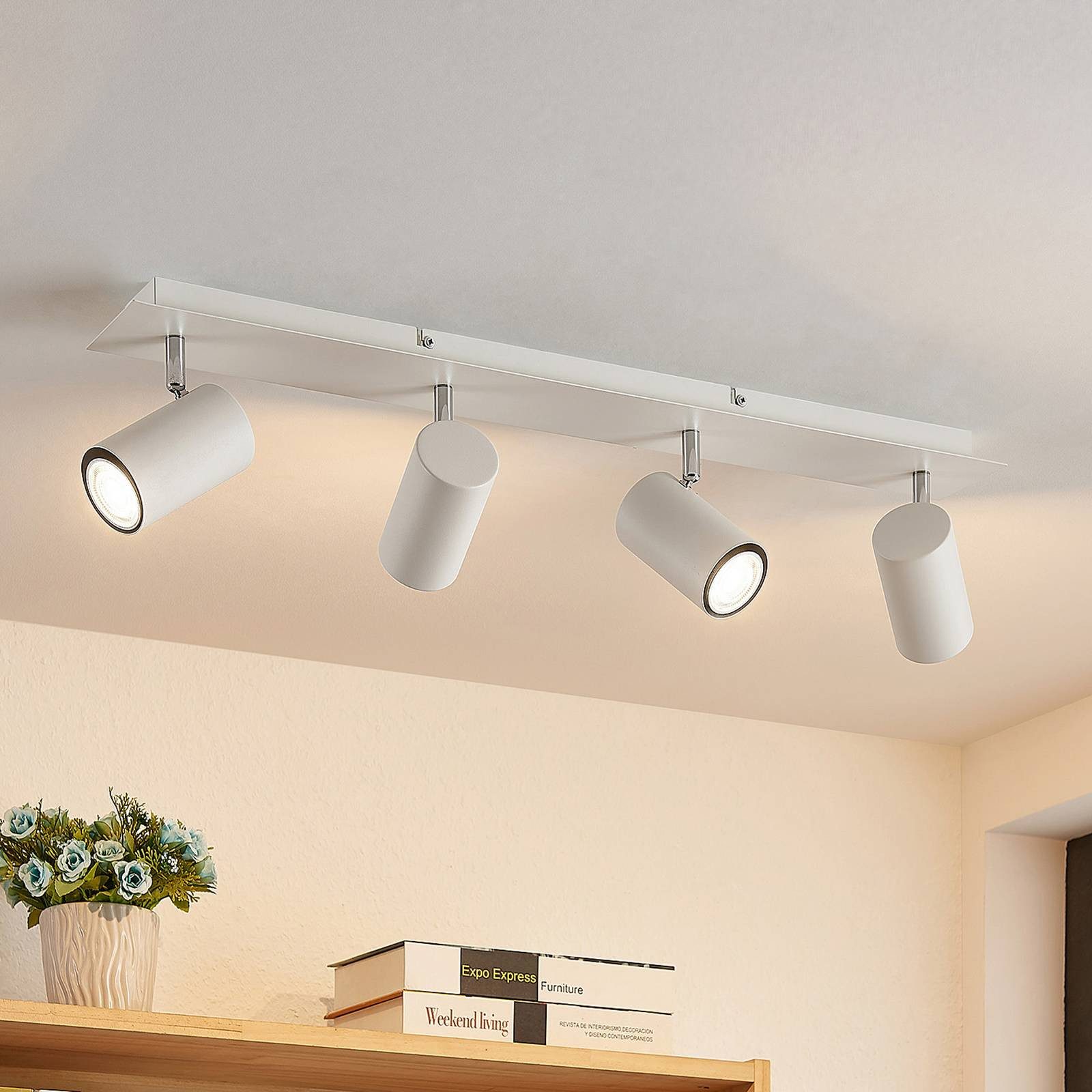 Lindby Deckenstrahler Joffrey, Metall, Weiß IP20, 4 x 10 W LED