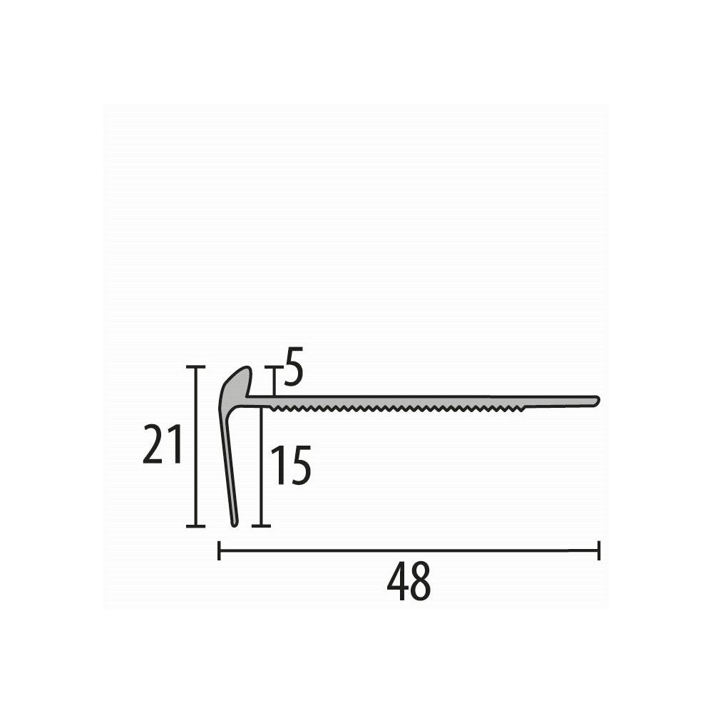 Küberit Treppenkantenprofil 21 x 48 x 2500 mm Winkelprofil Edelstahl Gebohrt Aluminium