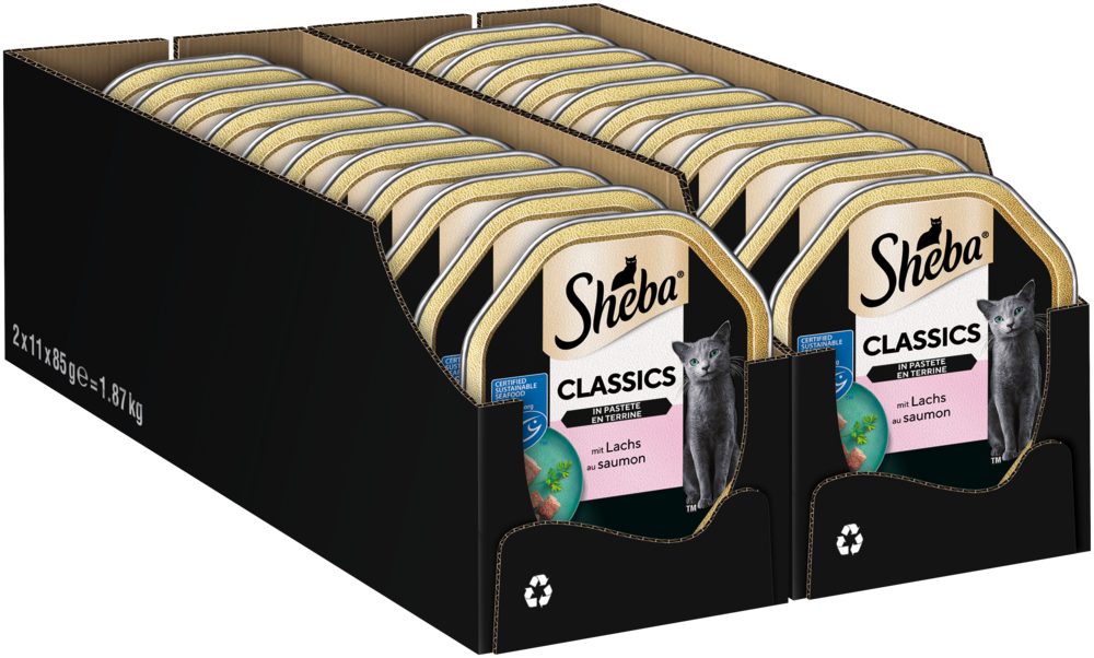 Sheba SHEBA® Schale Classics in Pastete mit Lachs 2 x 11 x 85g, Nassfutter für: Katze