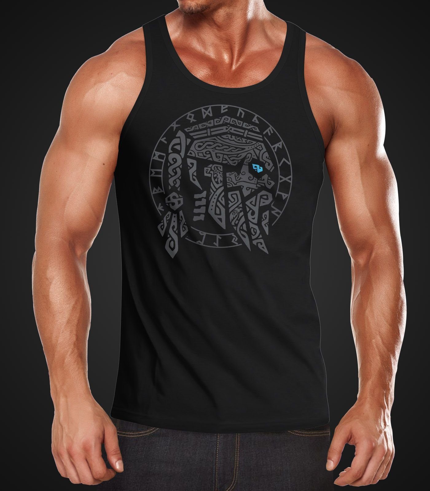 Neverless Tanktop Herren Tank-Top Odin Ragnar Gott Nordisch Runen Valhalla günstig online kaufen