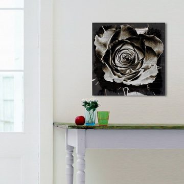 queence Holzbild Rosen - Strauß - Blumen - Plank - Echtholz, Rose 8 (1 St), 50x50x2 cm - mit Aufhängung für die Wand - Verschiedene Blumen Motive