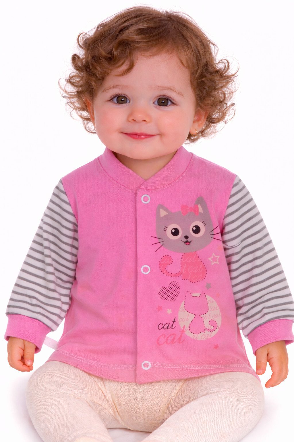 Langarmshirt Erstlingshemdchen Baby Shirt Hemdchen mit Druckknöpfen in Rosa