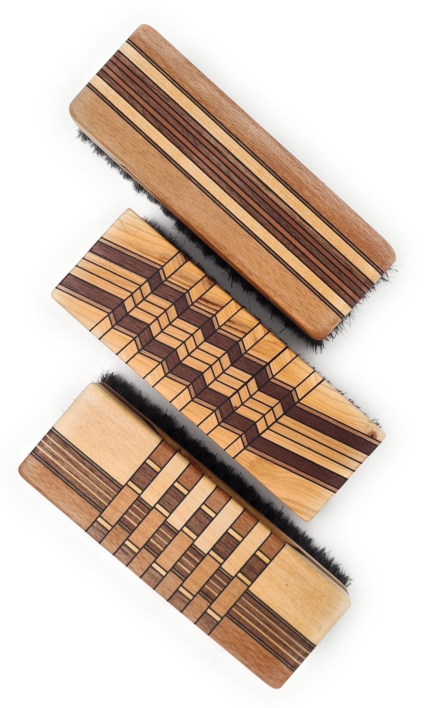 heimischen aus 13cm Kleiderbürste TelMo verschiedenen 3er Hölzer Wood Muster Reinigungsbürste