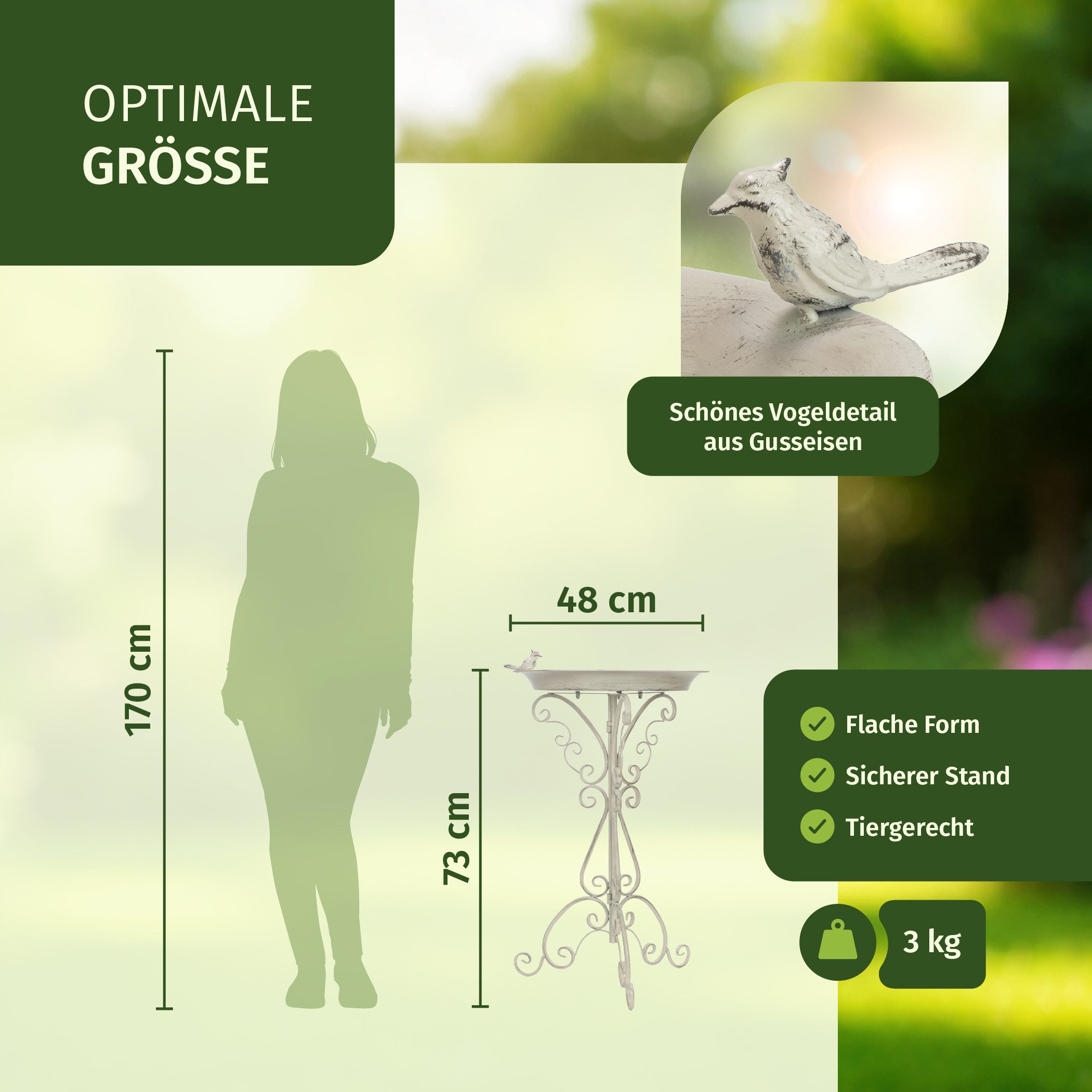 Moritz Vogeltränke Vogelbad stehend weiß