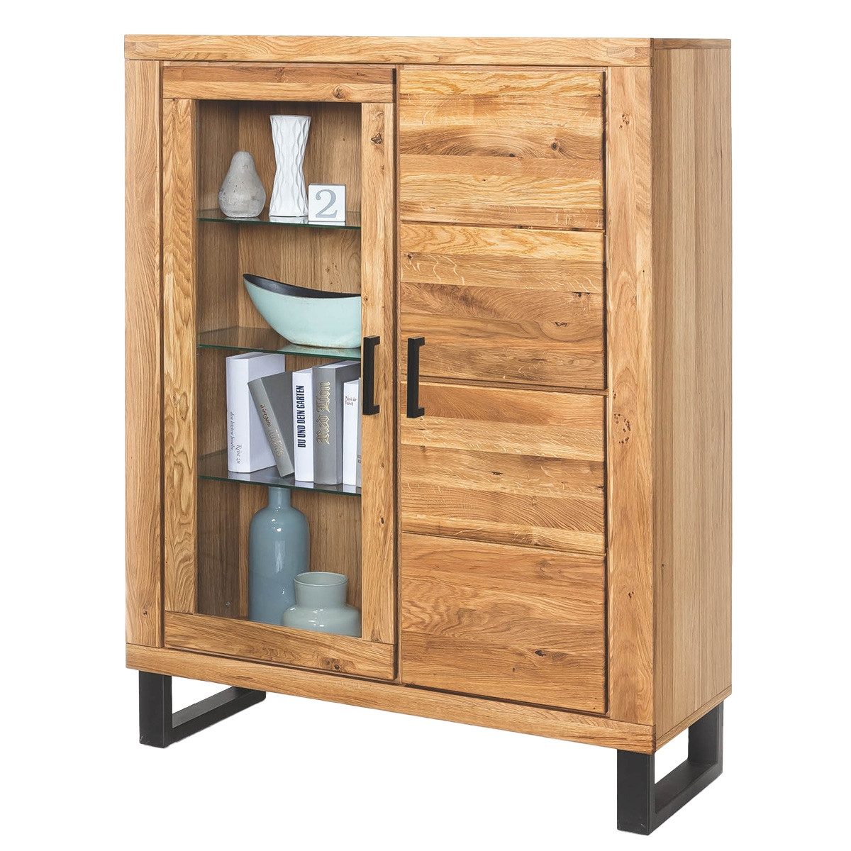 Lebenswert Stauraumvitrine Tom-I 110 x 140 x 40 cm (B/H/T)