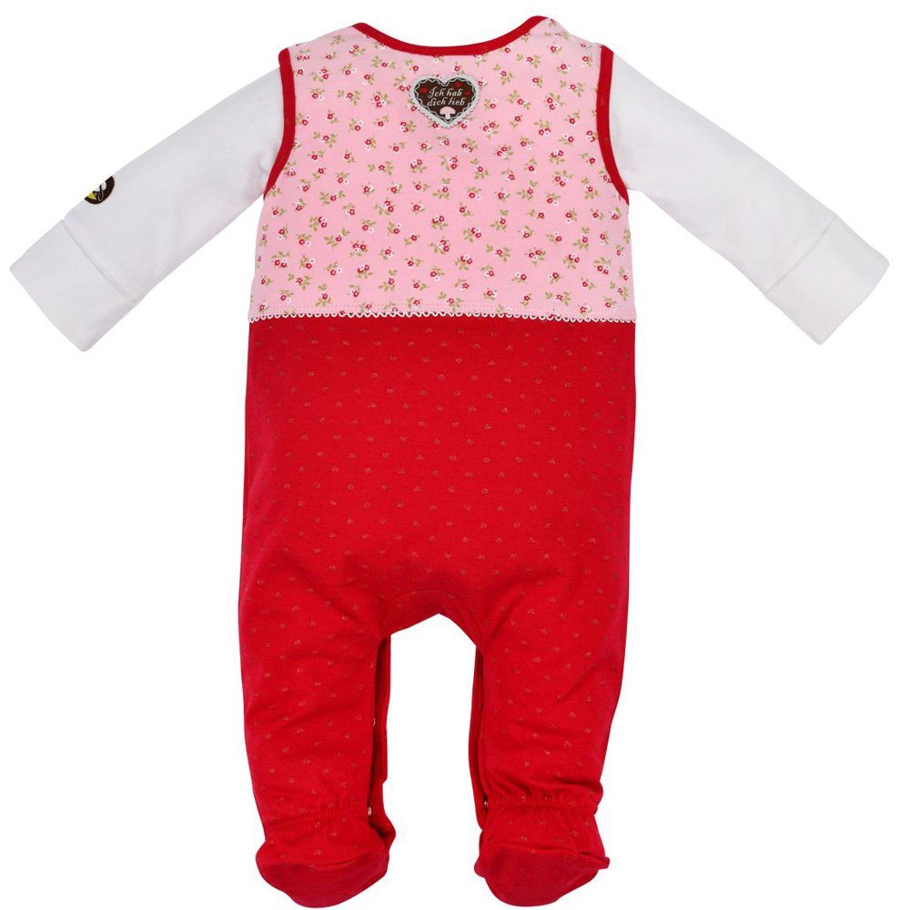 Babymode 86557, "Prinzessin" Rot BONDI Herz mit Mädchen 2-tlg. Baby Overall Strampler Rosa