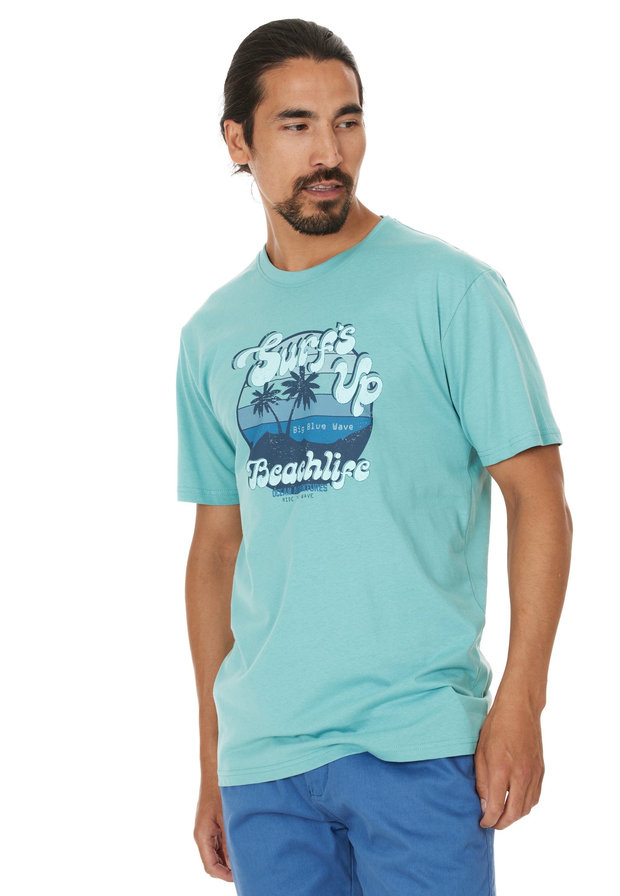 CRUZ T-Shirt Beachlife hellblau atmungsaktiver sommerlichen im Design Qualität mit