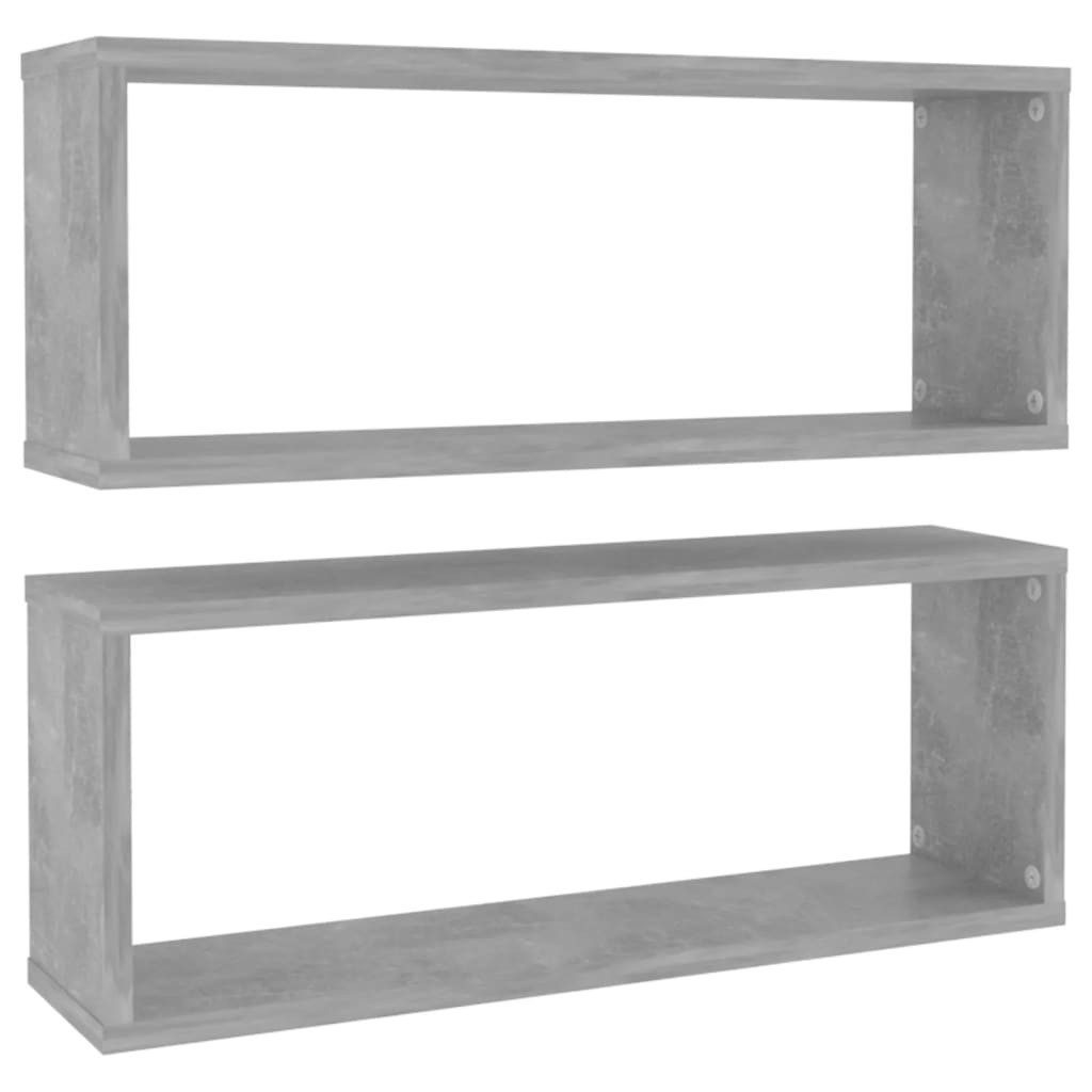 vidaXL Wandregal Würfelregale 2 Stk Betongrau 60x15x23 cm Spanplatte