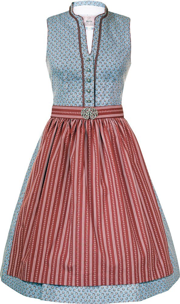 Dirndl "Sabella" Traditionell Hochgeschlossen - Hellblau Mauve 58cm