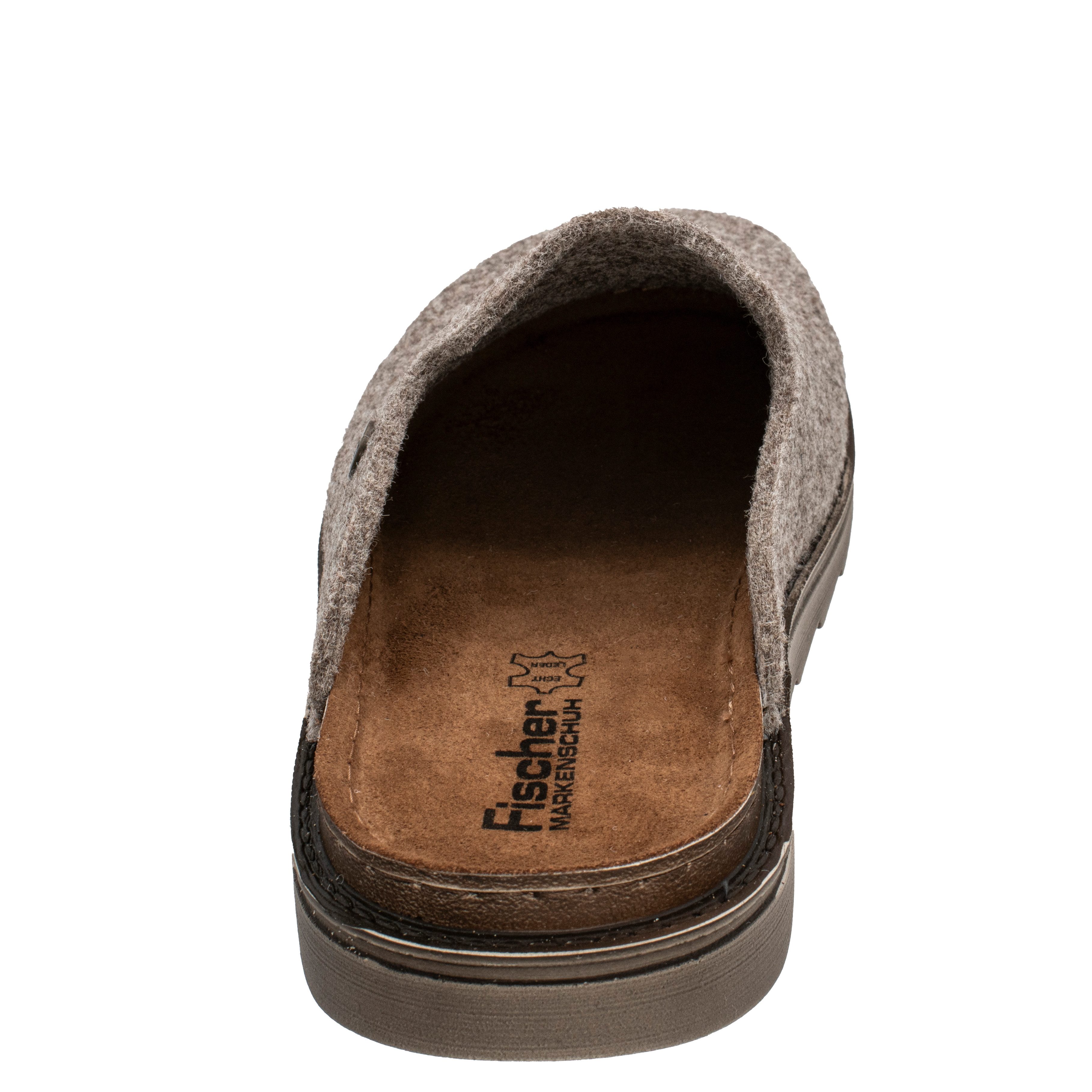 Fischer-Markenschuh Lars Pantoffel aus recyceltem PET Filz, leicht gepolstertes Lederfußbett