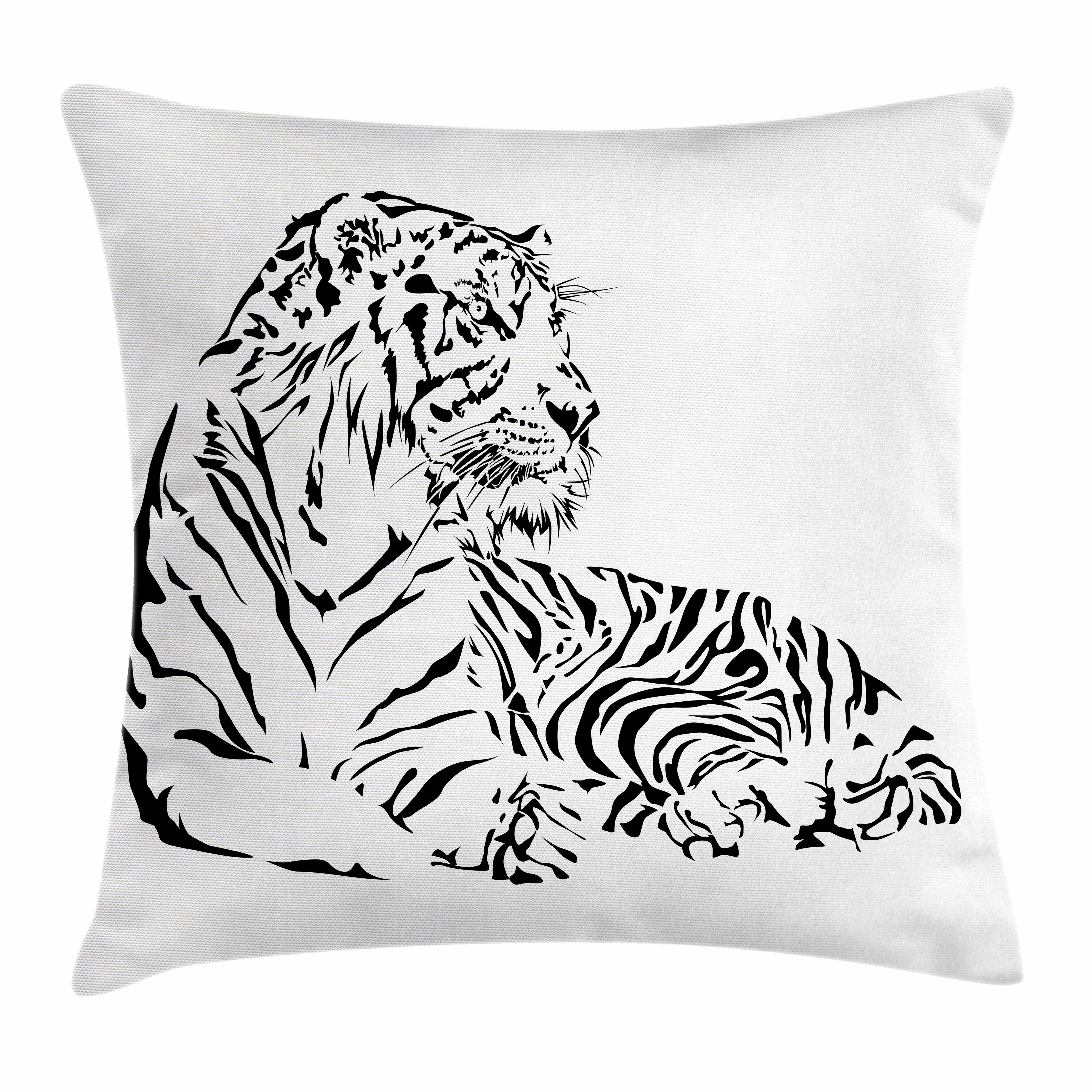 Kissenbezüge Waschbar mit Reißverschluss Kissenhülle mit Farbfesten Klaren Farben Beidseitiger Druck, Abakuhaus (1 Stück), weißer Tiger Safari Tier Sitzen