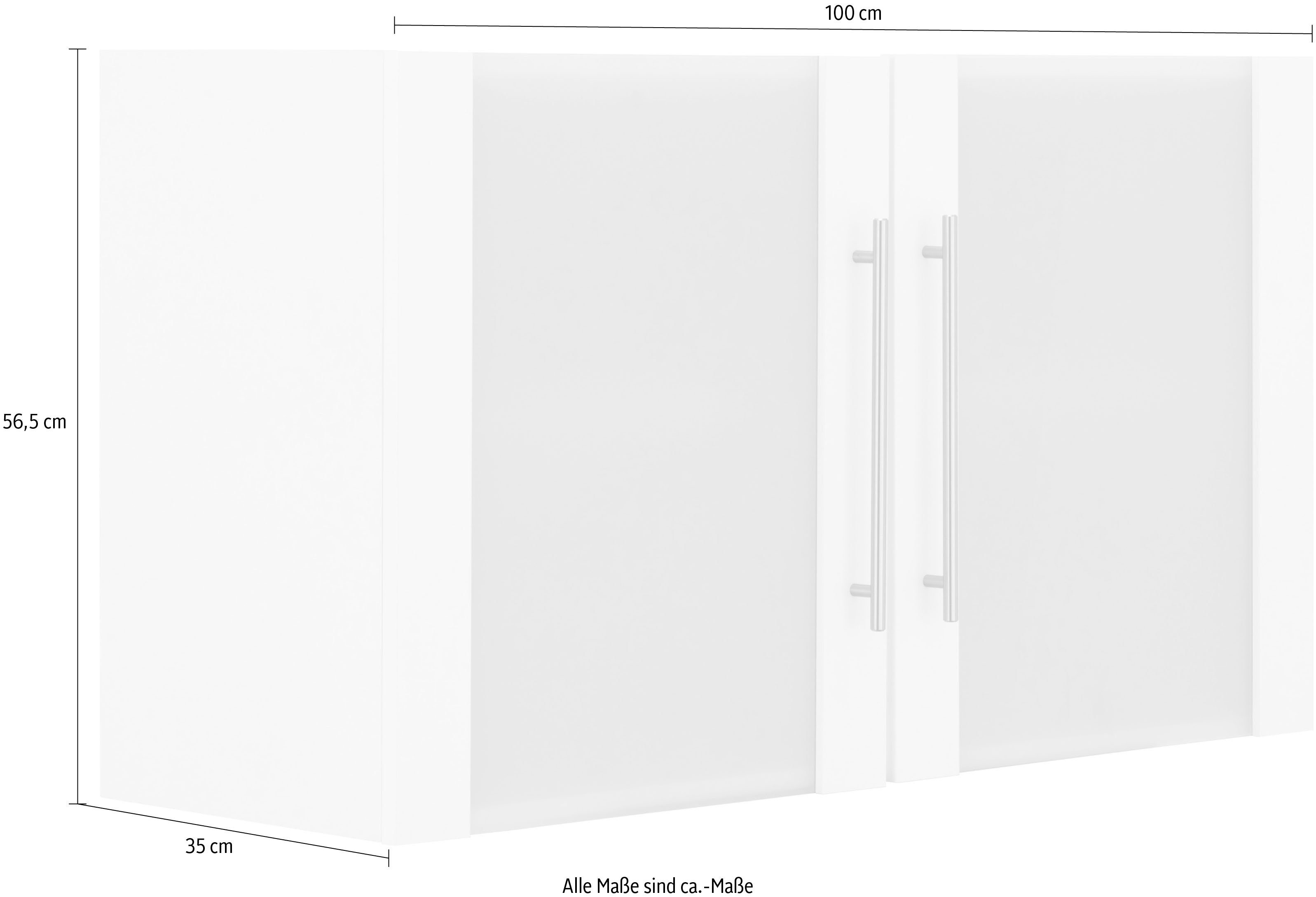 vanille/vanille Front Vanille Glashängeschrank mit Unna wiho Küchen | Glaseinsatz