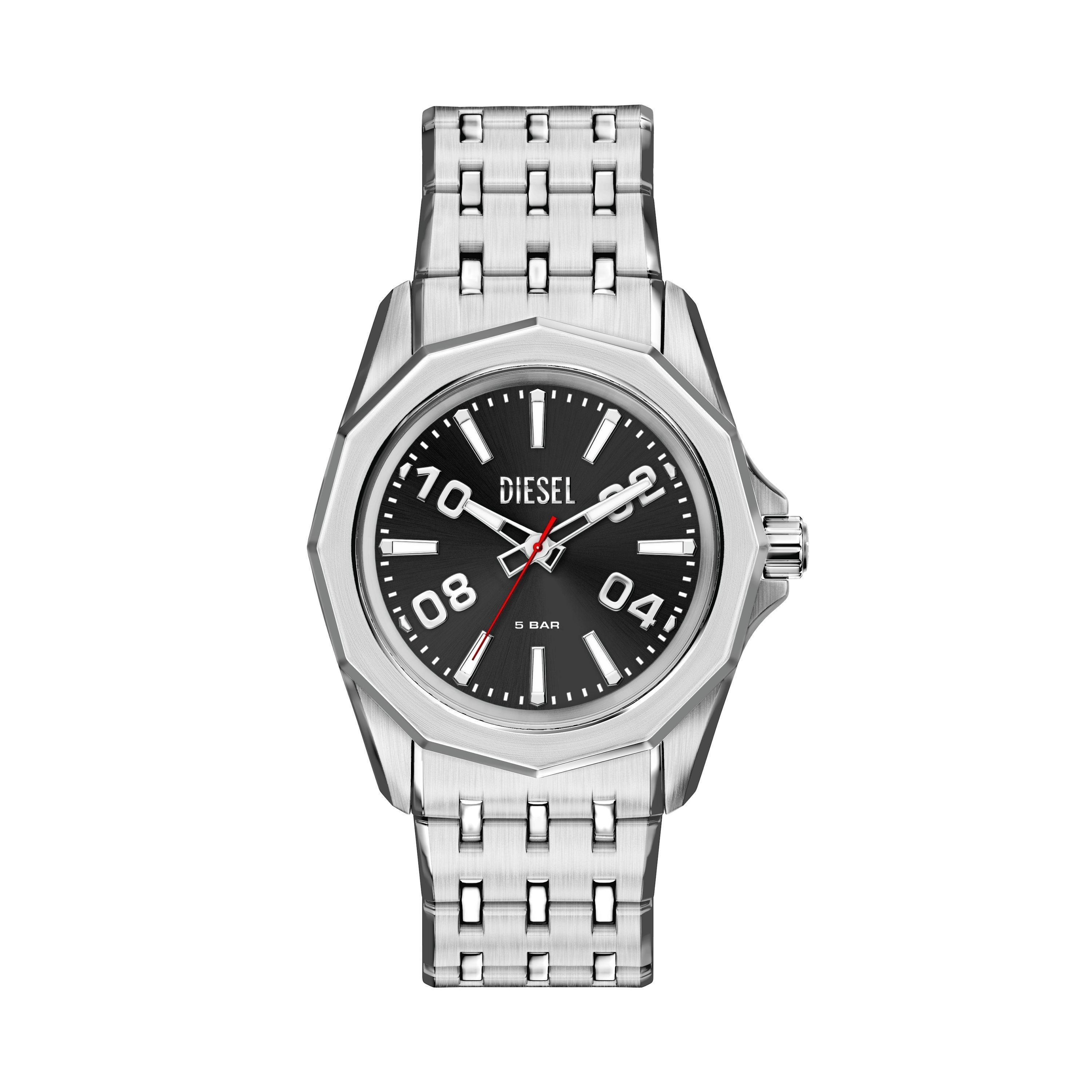 Diesel Quarzuhr Stinger 3-Hand DZ2245, Armbanduhr, Edelstahlarmband, analog