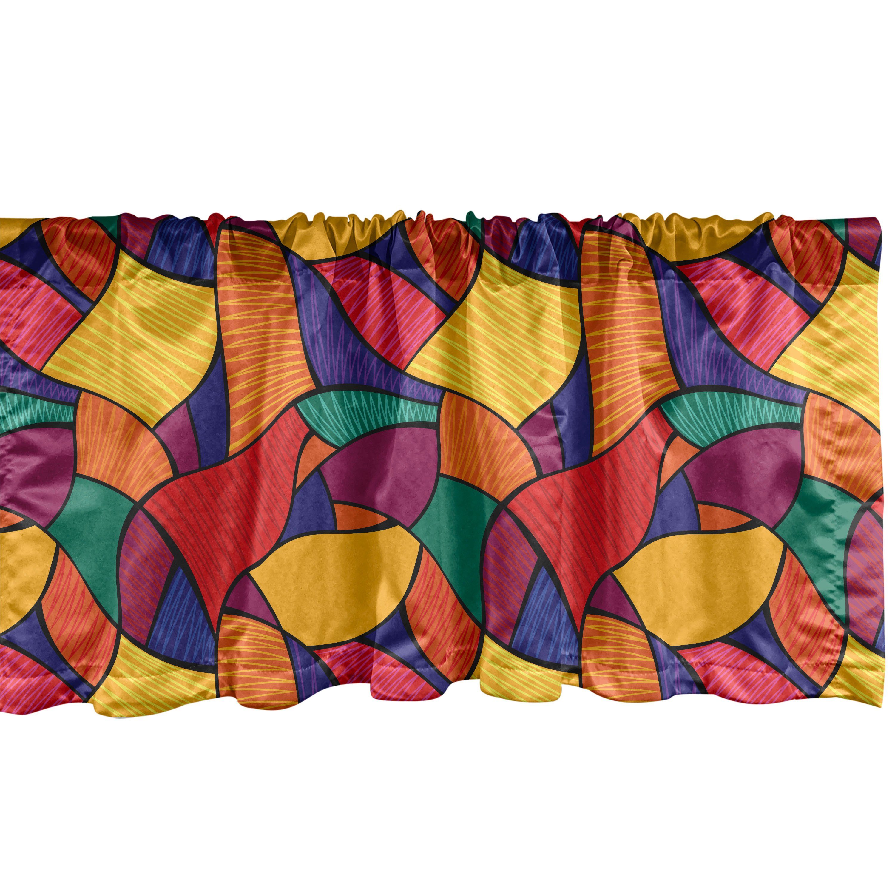 Scheibengardine Vorhang Volant für Wellen Stangentasche, Vivid Microfaser, Abakuhaus, Bunt Schlafzimmer Dekor Mosaic und Küche mit